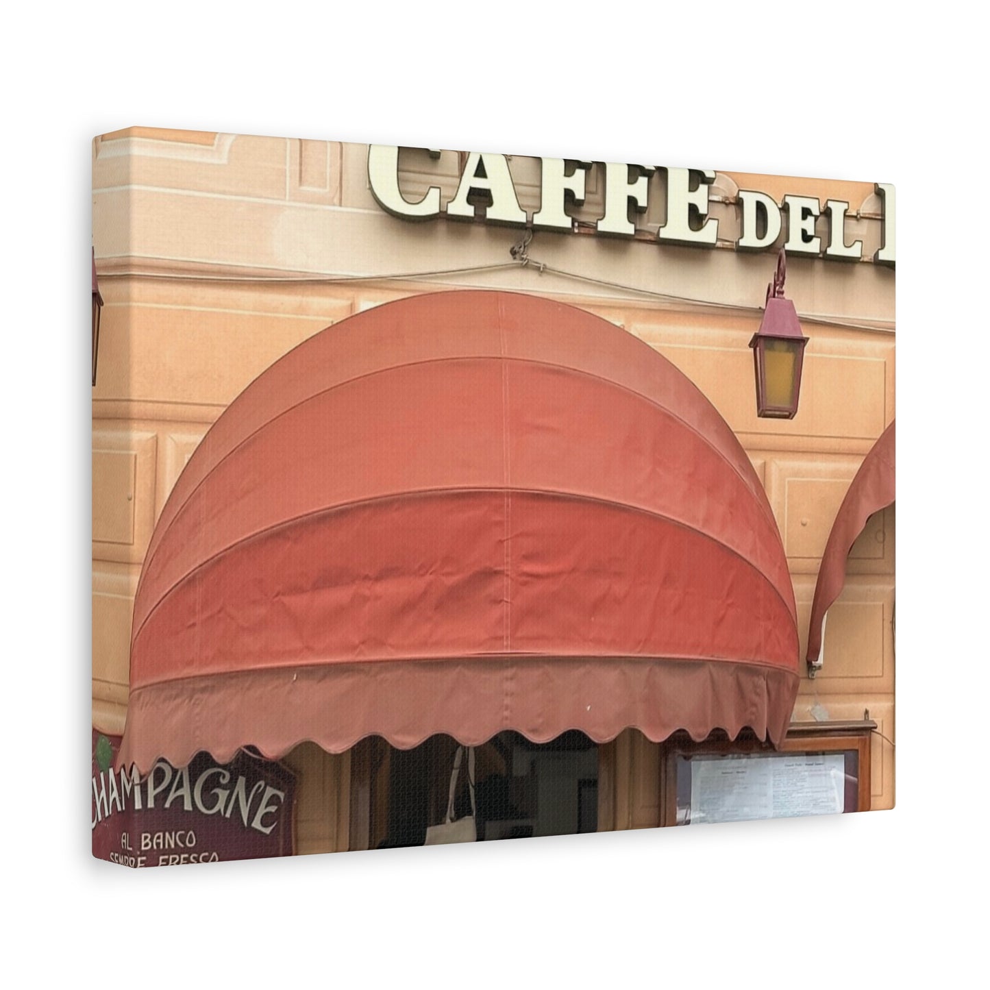 Caffe Front Matte Canvas Wall Art, Chic Home Decor, Café Vibes, Event Wall Display, Gift for Coffee Lovers, Interior Design Accent