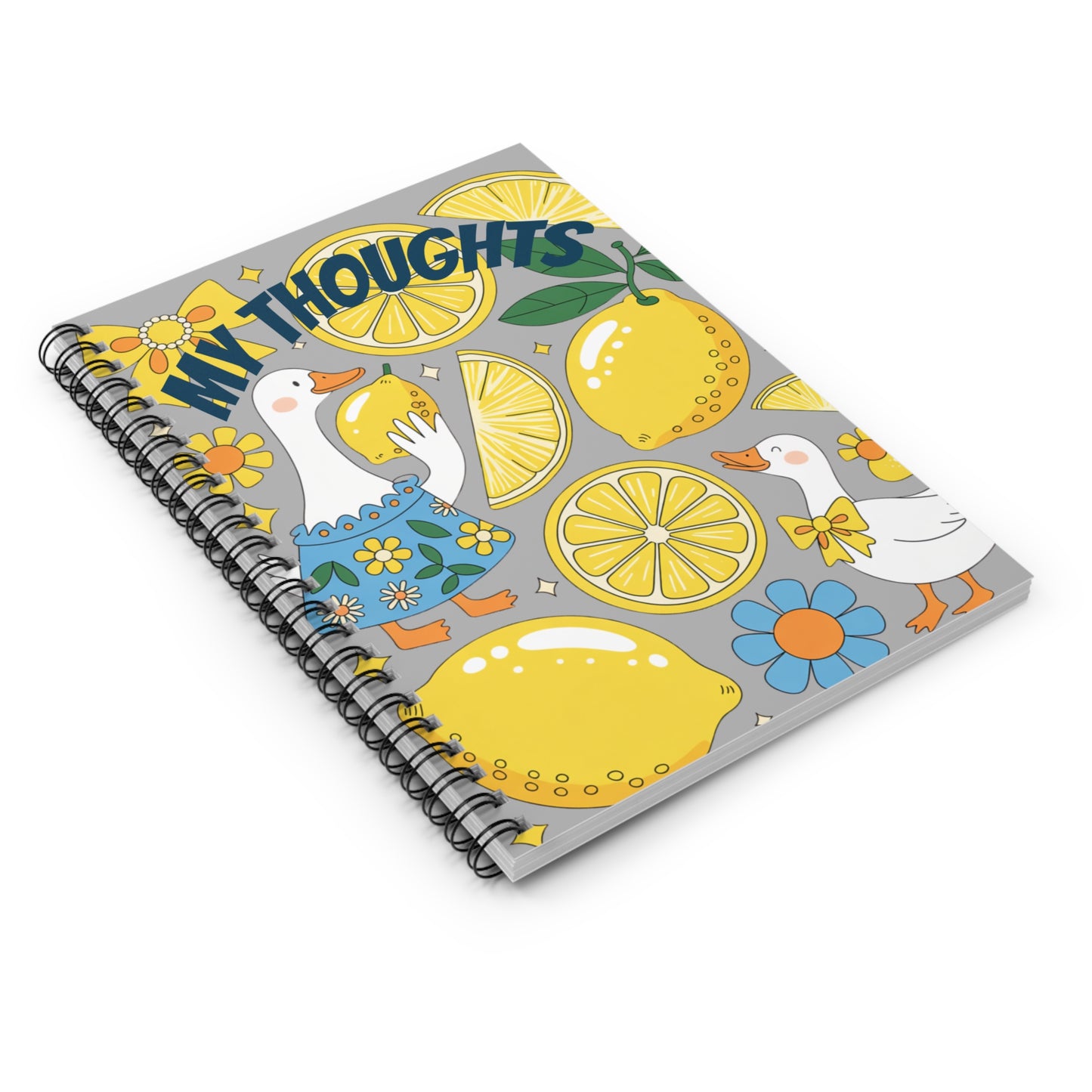 My Thoughts Spiral Notebook - Whimsical Lemon Design, Perfect for Journaling, Note-taking, Gifts, School Supplies, Summer Vibes