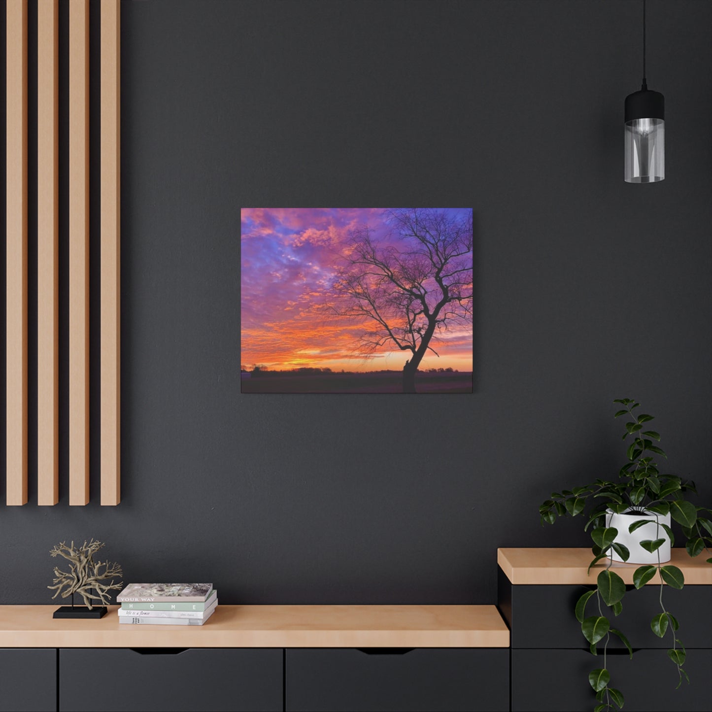 Sunset Landscape Wall Art, Canvas Print, Nature Decor, Purple Sky Home Decor, Gift for Art Lovers