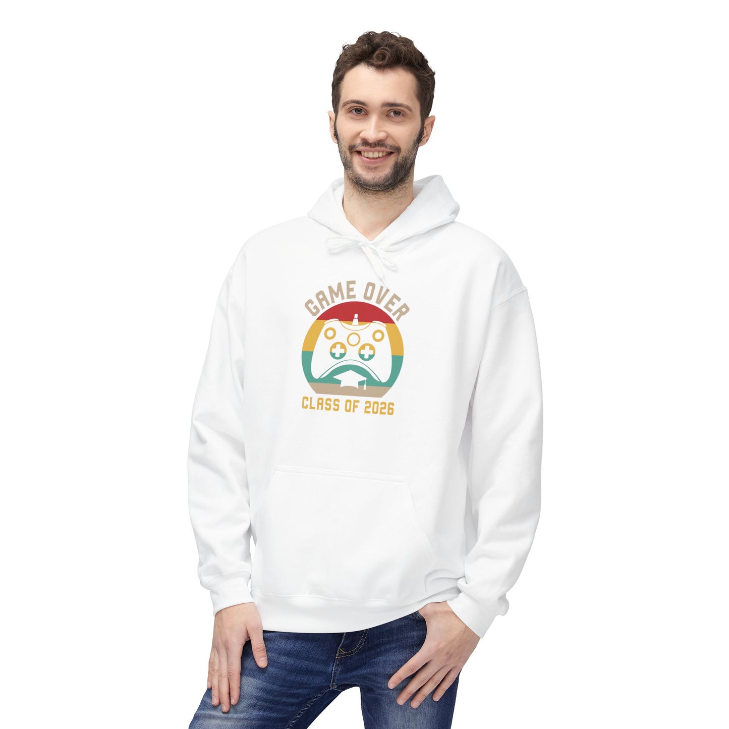 Game Over Class of 2026 Hoodie - Unisex Softstyle Fleece | Graduation Gift, Gamer Apparel, Cozy Sweatshirt, Casual Wear