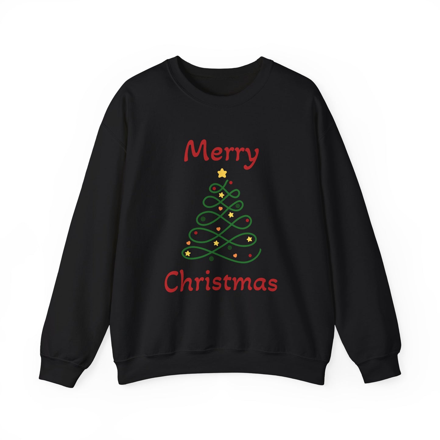 Merry Christmas Ribbon Tree Sweatshirt, Cozy Gift, Holiday Apparel, Winter Fashion, Unisex Crewneck