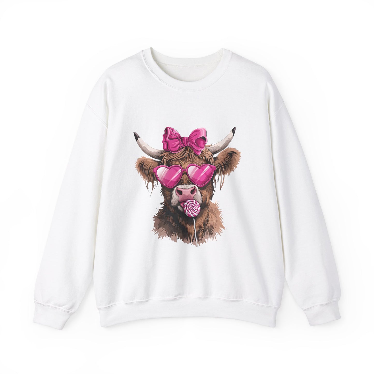 Lollipop Highland Cow with Bow™ Crewneck Sweatshirt