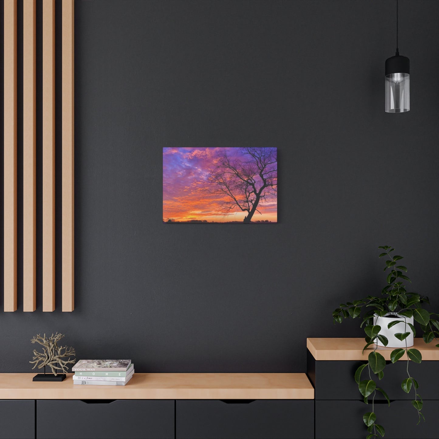 Sunset Landscape Wall Art, Canvas Print, Nature Decor, Purple Sky Home Decor, Gift for Art Lovers