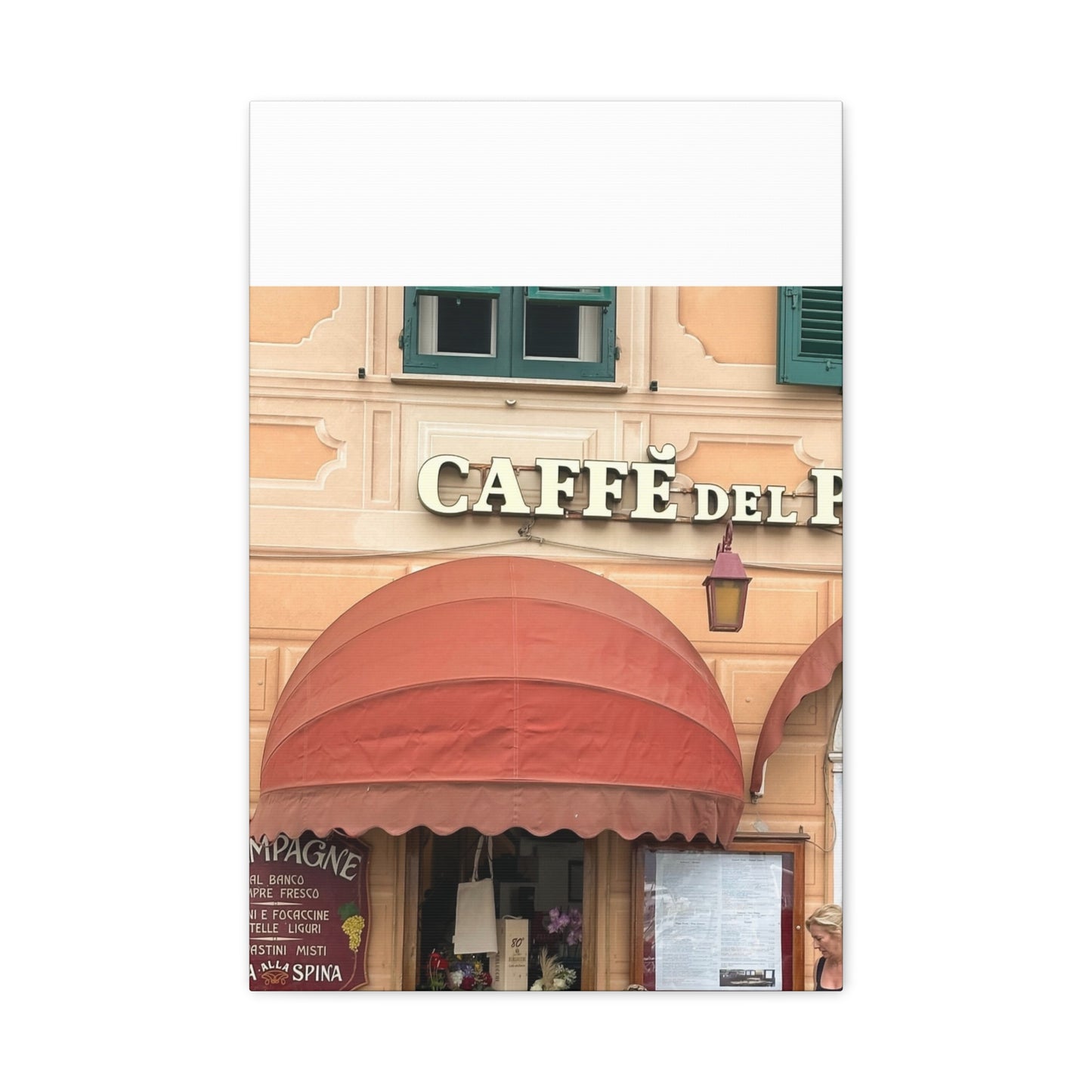 Caffe Front Matte Canvas Wall Art, Chic Home Decor, Café Vibes, Event Wall Display, Gift for Coffee Lovers, Interior Design Accent