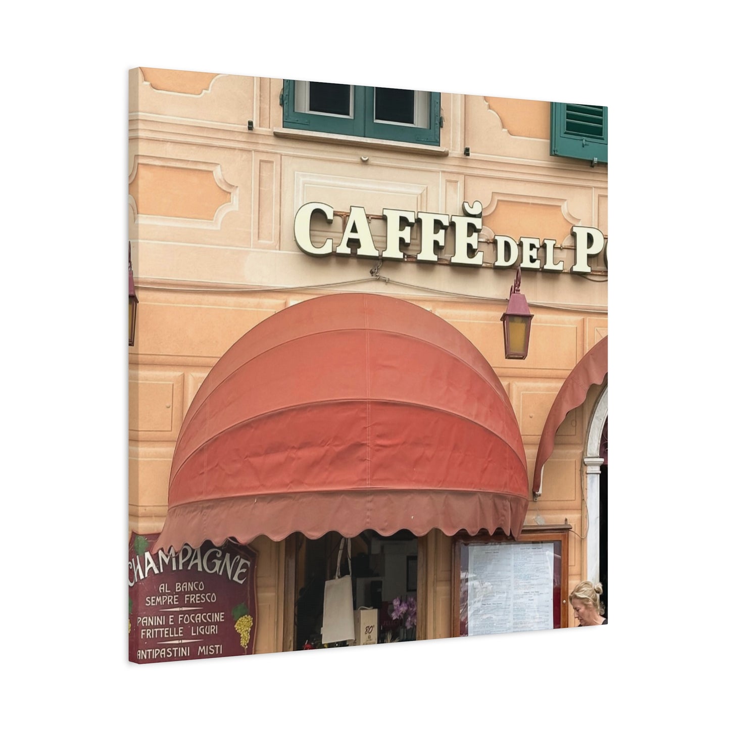 Caffe Front Matte Canvas Wall Art, Chic Home Decor, Café Vibes, Event Wall Display, Gift for Coffee Lovers, Interior Design Accent