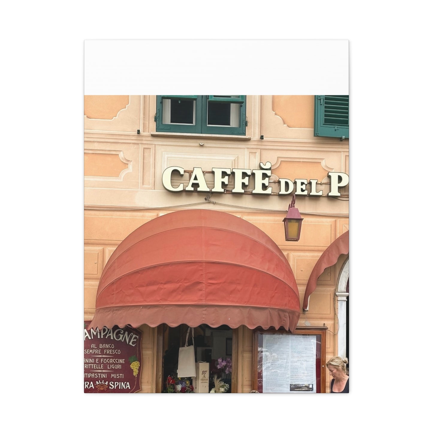 Caffe Front Matte Canvas Wall Art, Chic Home Decor, Café Vibes, Event Wall Display, Gift for Coffee Lovers, Interior Design Accent