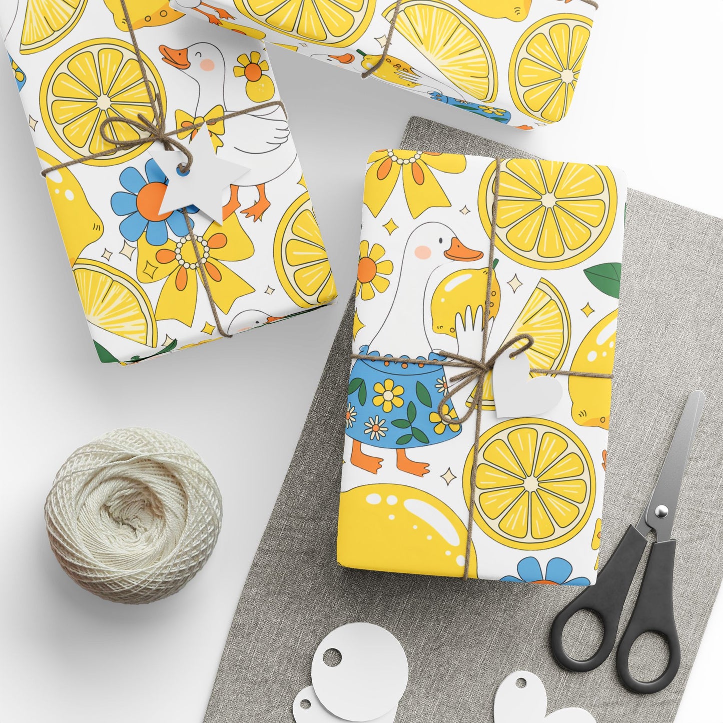 Vibrant Lemon Wrapping Paper, Gift Wrap for Birthdays, Parties, Baby Showers, DIY Crafts, Summer Celebrations, Floral Design
