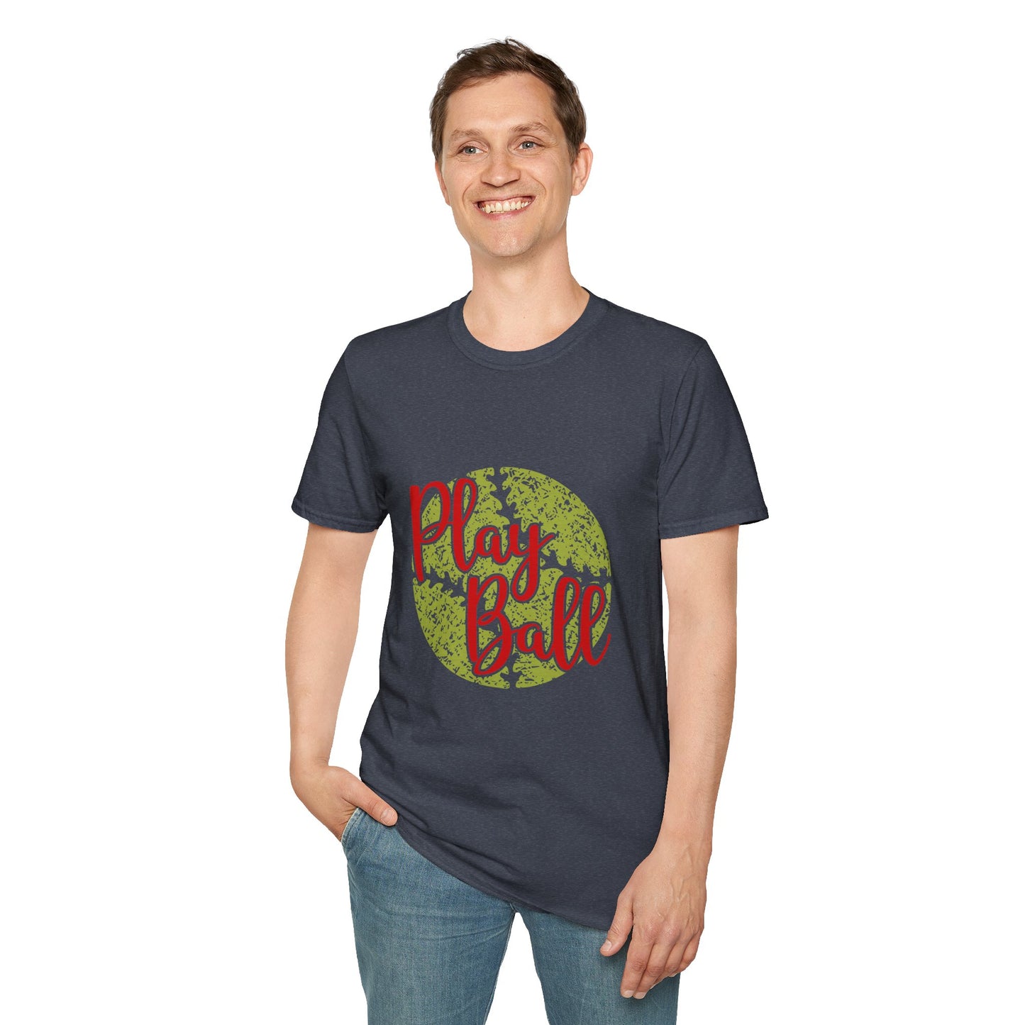 Play Ball Unisex Softstyle T-Shirt, Sporty Tee, Gift for Baseball Fans, Casual Wear, Team Spirit Apparel, Summer Outfit