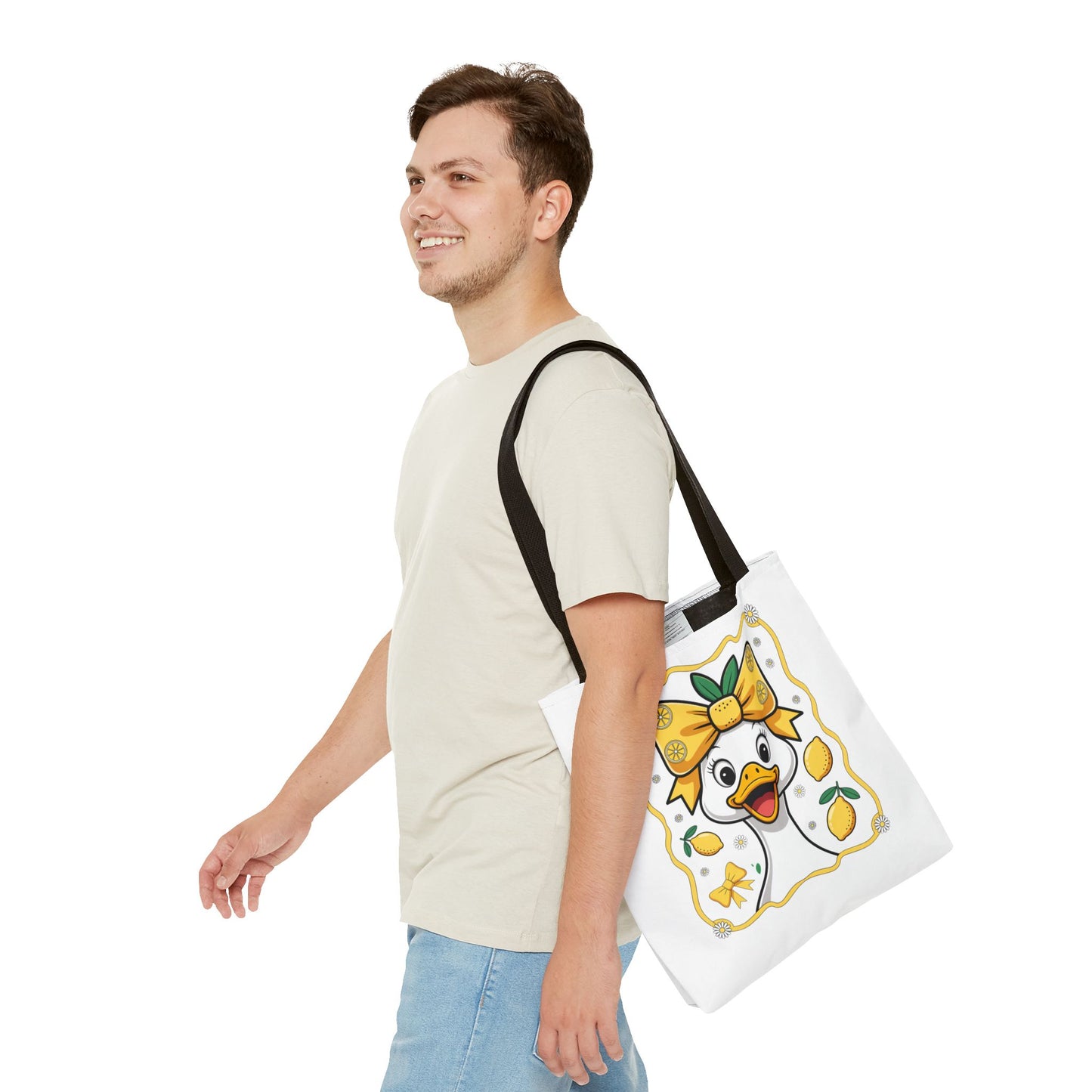 Lemon-Themed Tote Bag, Cute Duck Design Tote, Summer Accessory, Gift for Her, Reusable Shopping Bag, Fun and Functional