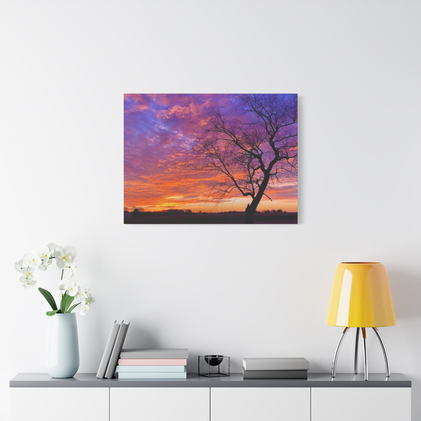 Sunset Landscape Wall Art, Canvas Print, Nature Decor, Purple Sky Home Decor, Gift for Art Lovers