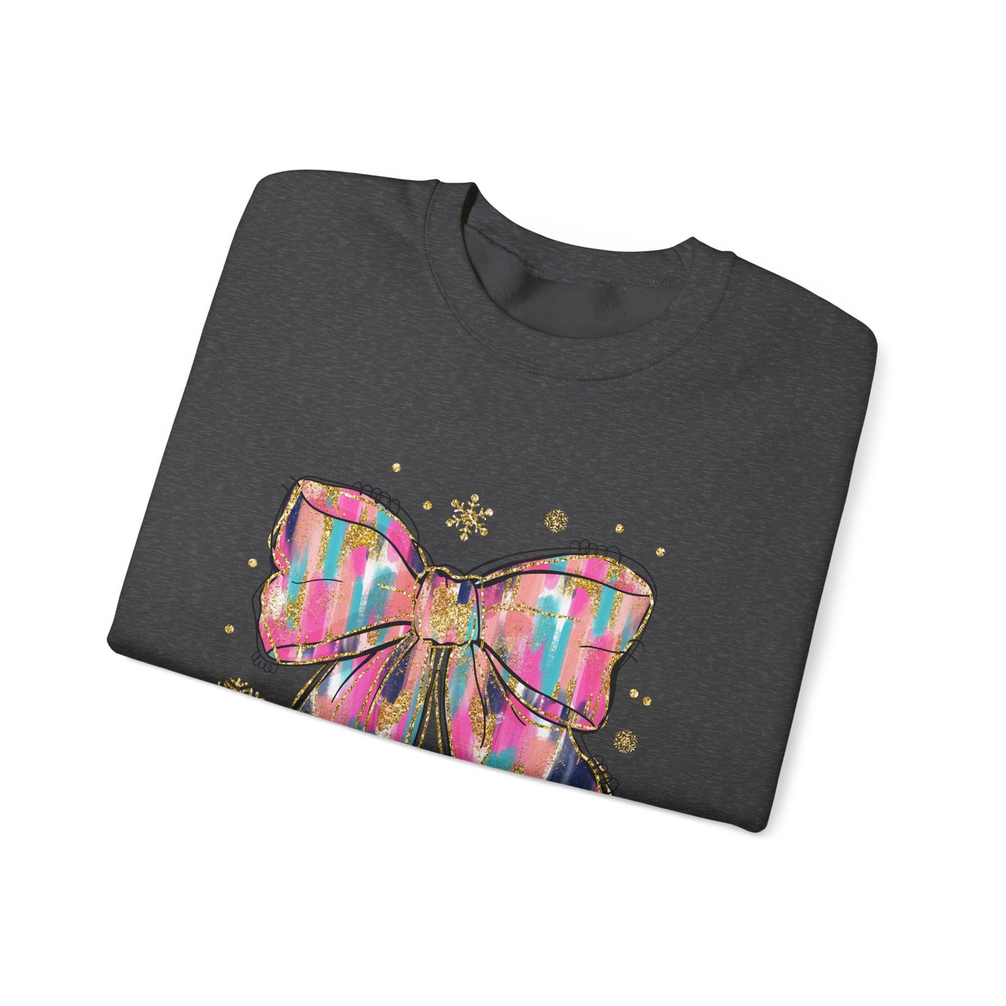 Colorful Bow Graphic Crewneck Sweatshirt, Cozy Winter Sweater, Gift for Her, Holidays, Casual Fashion