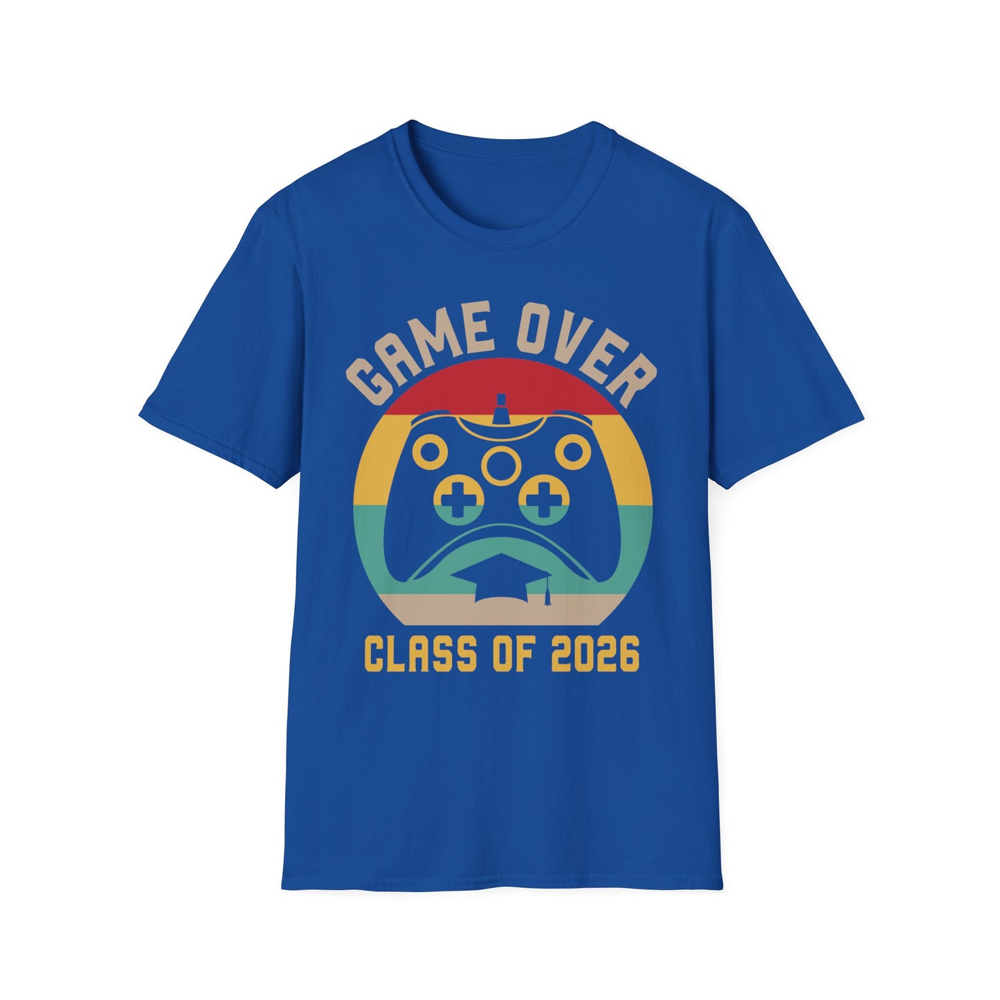 Game Over Class of 2026 Unisex Softstyle T-Shirt | Graduation Gift, Gamer Shirt, Vintage Tee, Fun Class T-Shirt, Unique Apparel