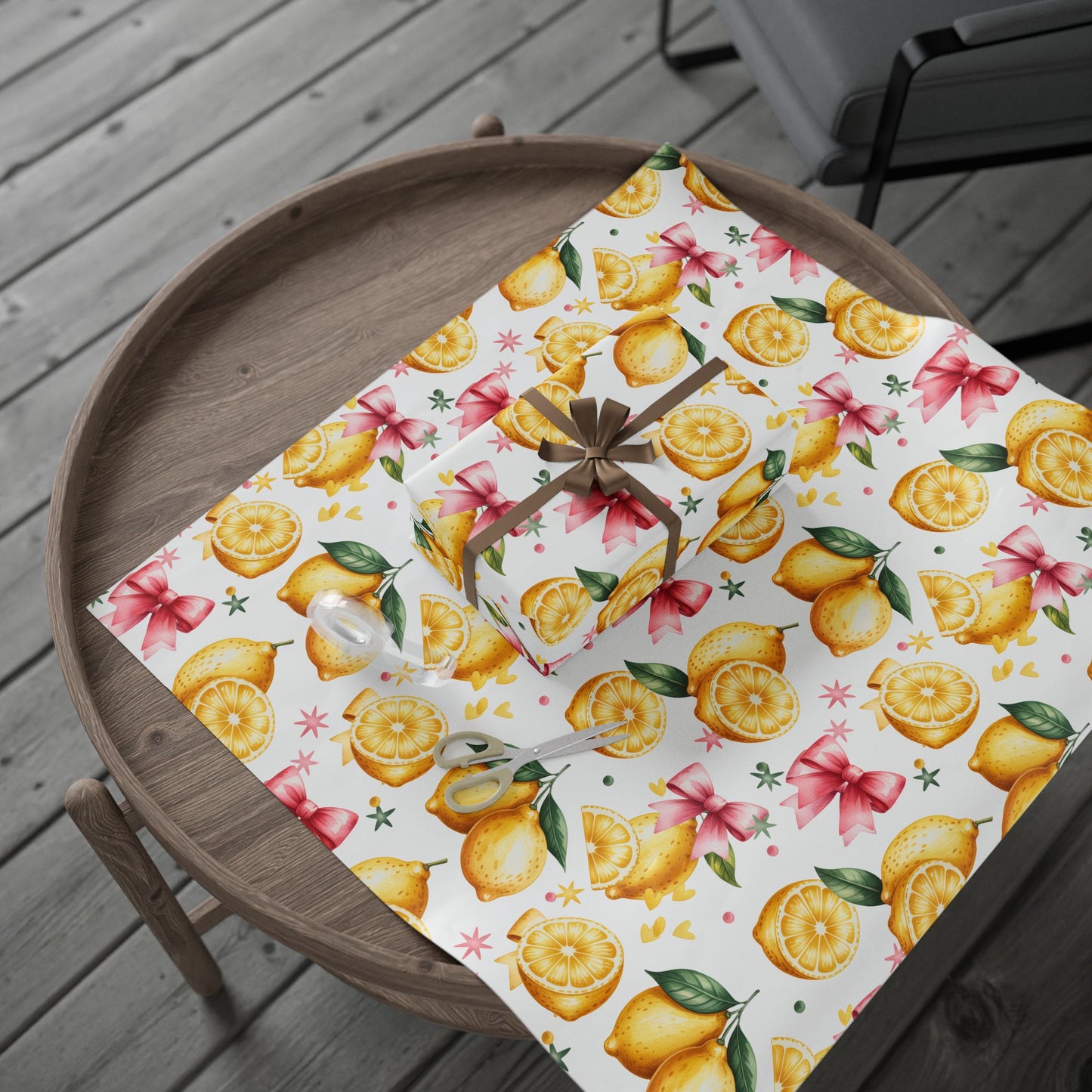 Citrus-Inspired Gift Wrap Roll, Fresh Lemon Wrapping Paper for Birthdays, Weddings, Baby Showers, Eco-Friendly Gift Wrapping