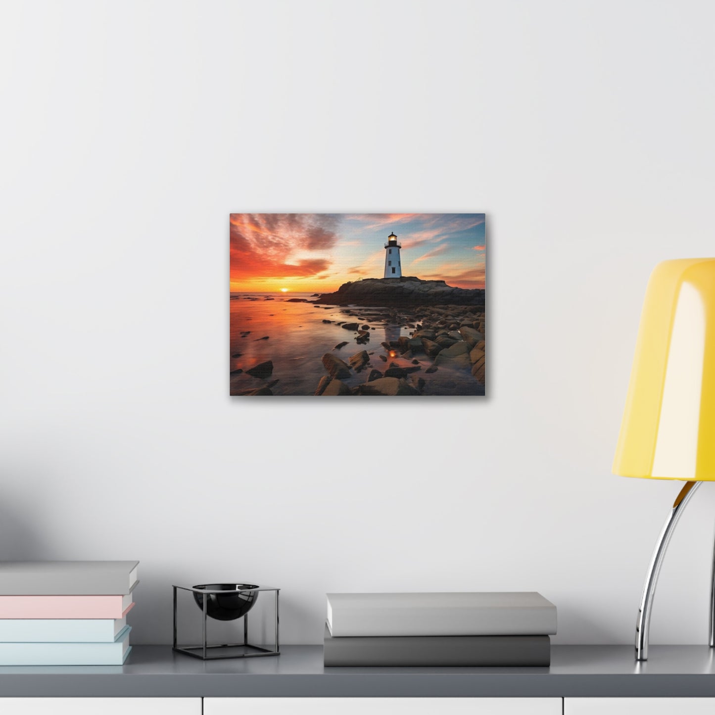 Sunset Lighthouse Canvas Art Print, Coastal Decor, Wall Art for Beach Lovers, Home Decoration, Gift for Nature Enthusiasts