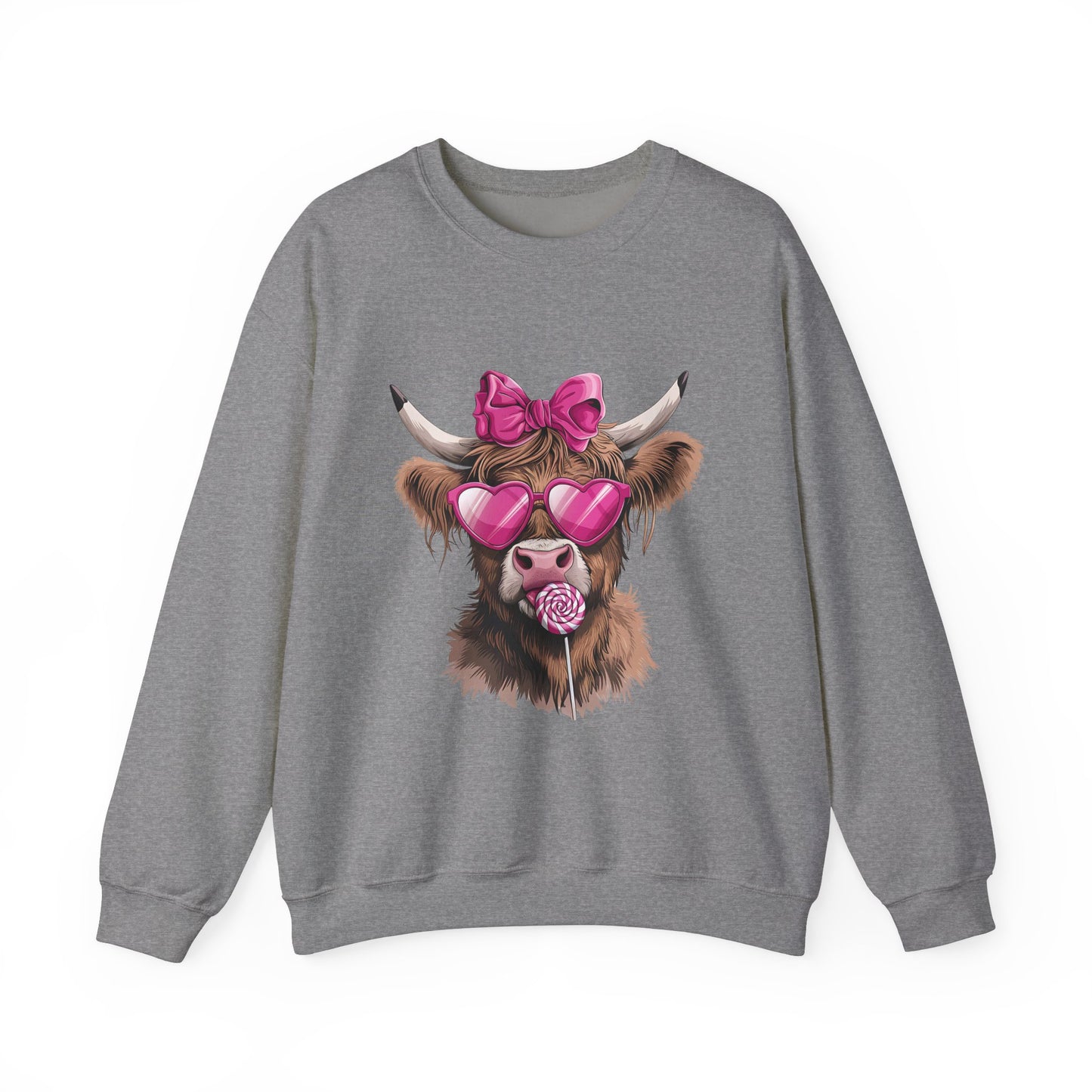 Lollipop Highland Cow with Bow™ Crewneck Sweatshirt