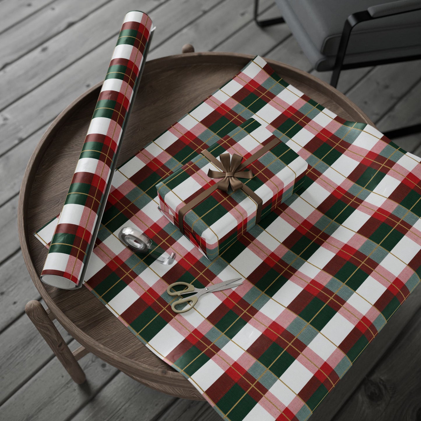 Festive Wrapping Paper, Holiday Gift Wrap, Christmas Wrap, Plaid Gift Wrap, Eco-Friendly Wrapping, Party Supplies