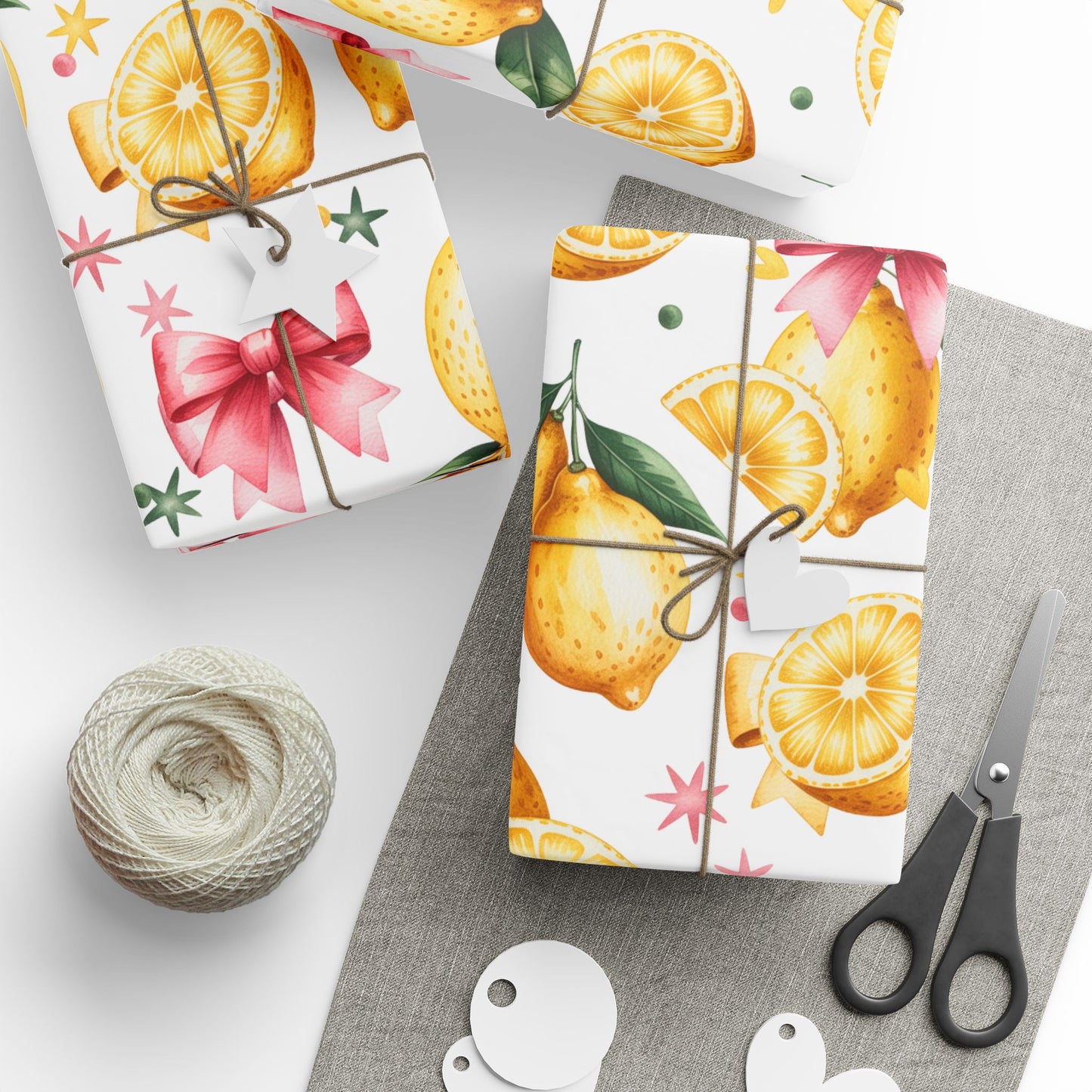 Citrus-Inspired Gift Wrap Roll, Fresh Lemon Wrapping Paper for Birthdays, Weddings, Baby Showers, Eco-Friendly Gift Wrapping