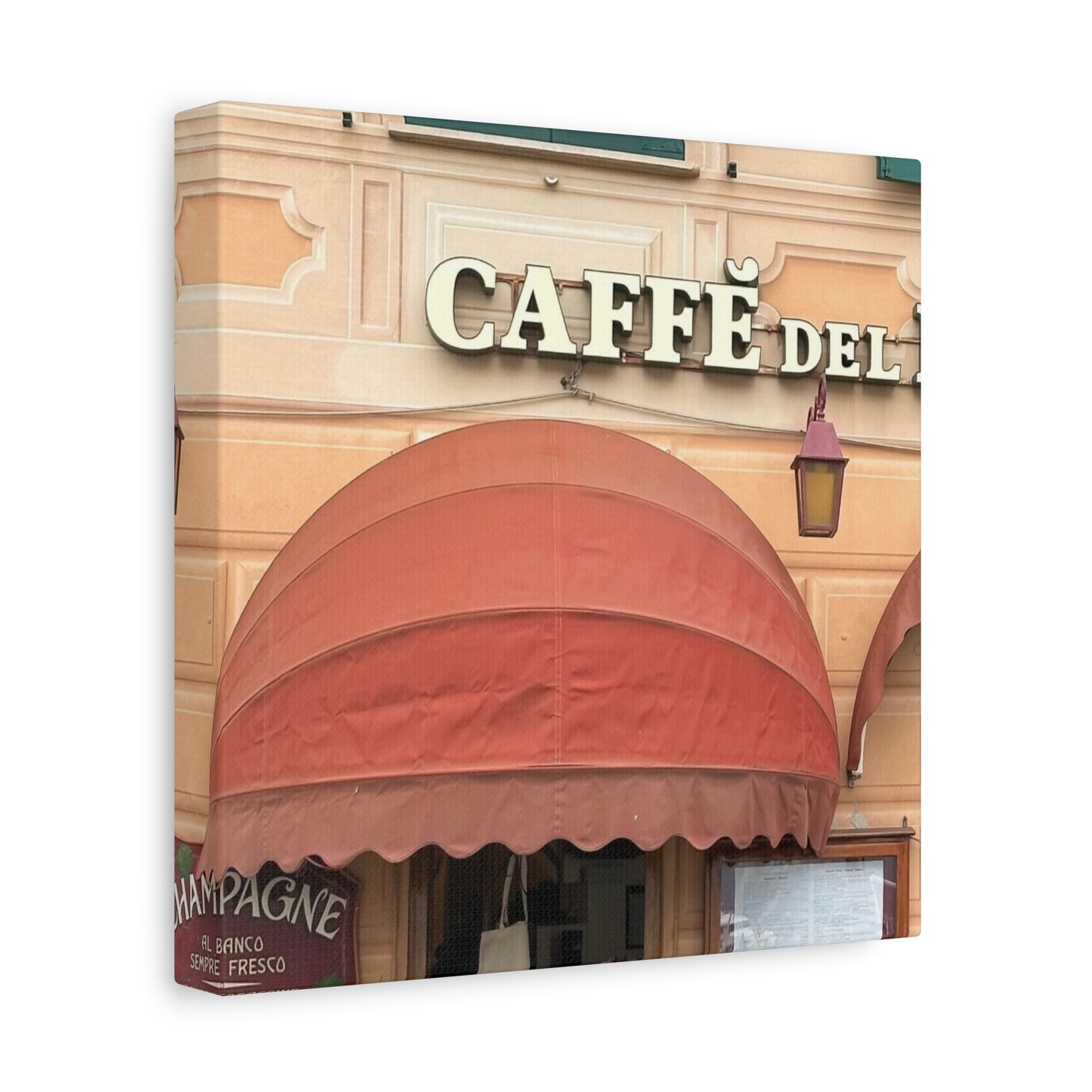 Caffe Front Matte Canvas Wall Art, Chic Home Decor, Café Vibes, Event Wall Display, Gift for Coffee Lovers, Interior Design Accent