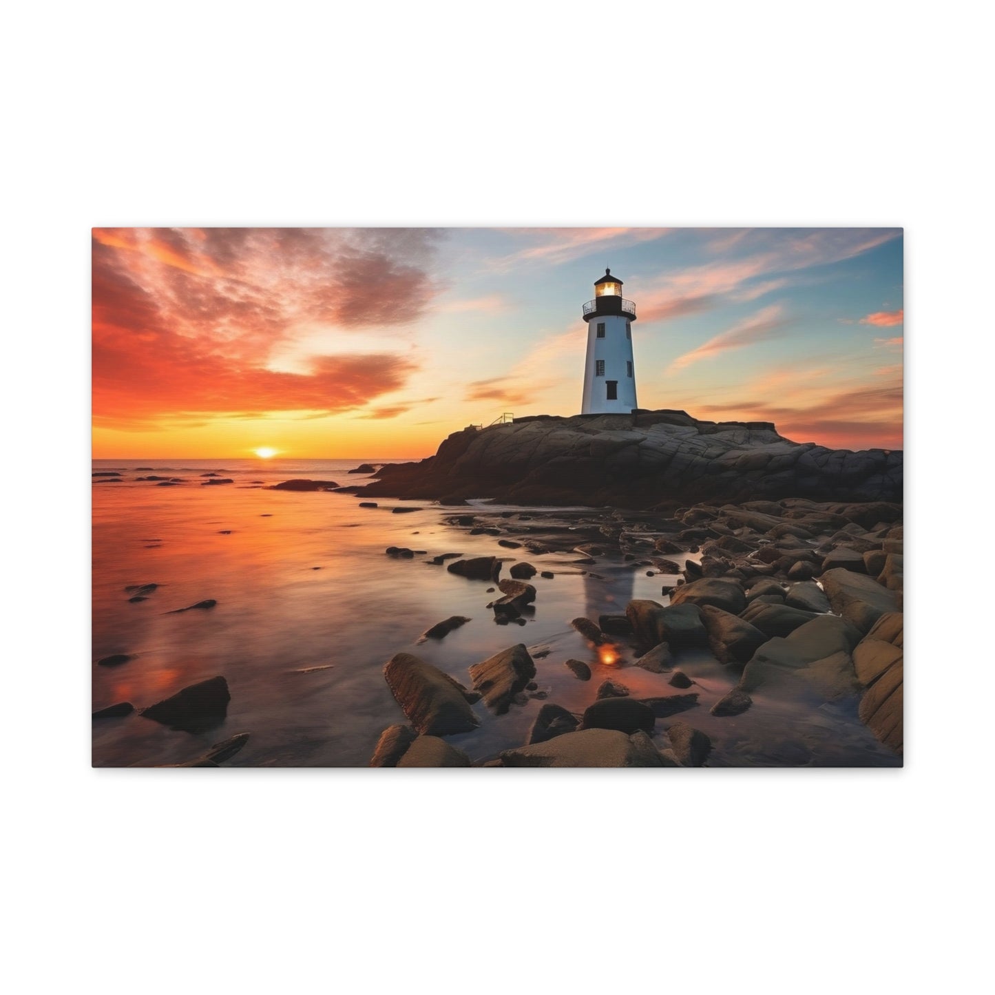 Sunset Lighthouse Canvas Art Print, Coastal Decor, Wall Art for Beach Lovers, Home Decoration, Gift for Nature Enthusiasts