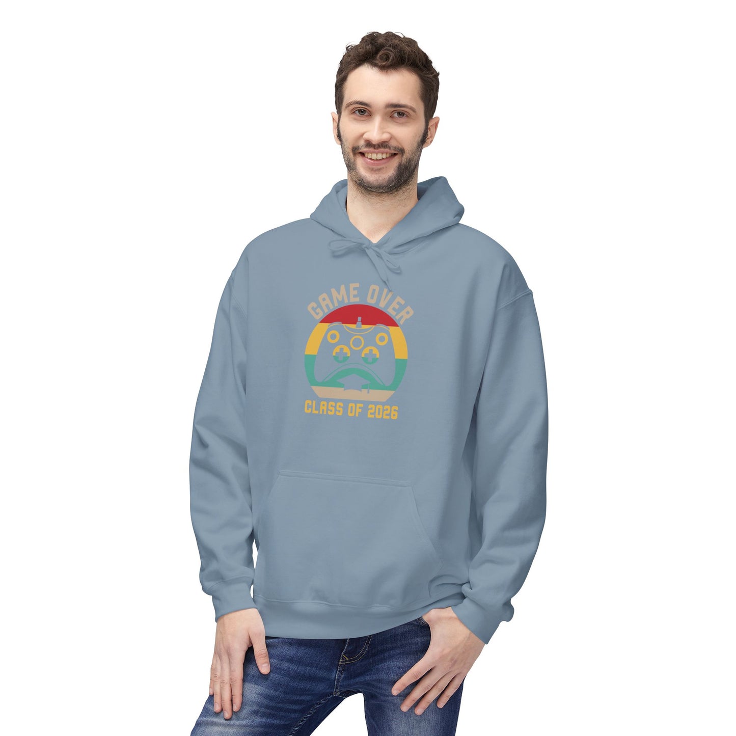 Game Over Class of 2026 Hoodie - Unisex Softstyle Fleece | Graduation Gift, Gamer Apparel, Cozy Sweatshirt, Casual Wear