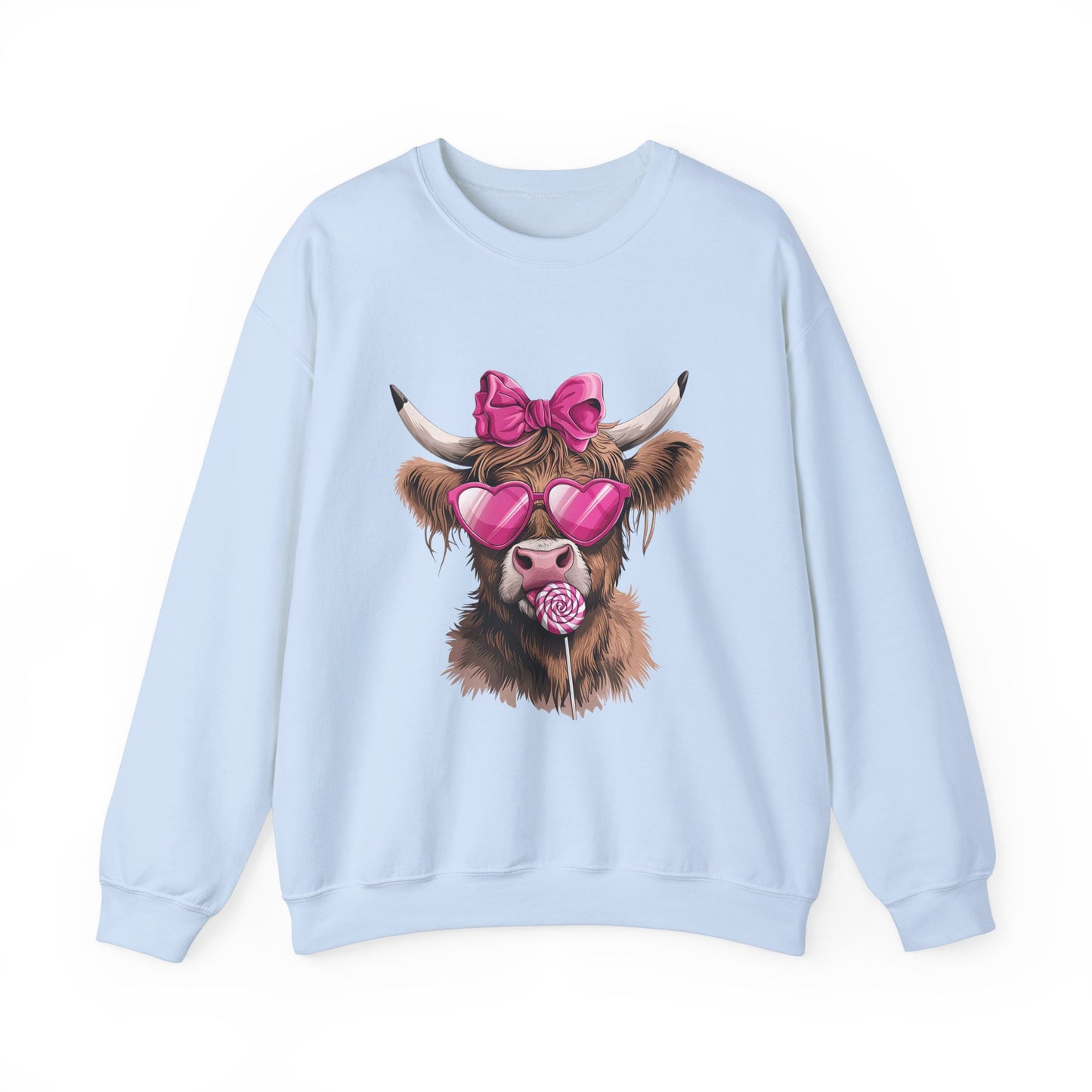 Lollipop Highland Cow with Bow™ Crewneck Sweatshirt