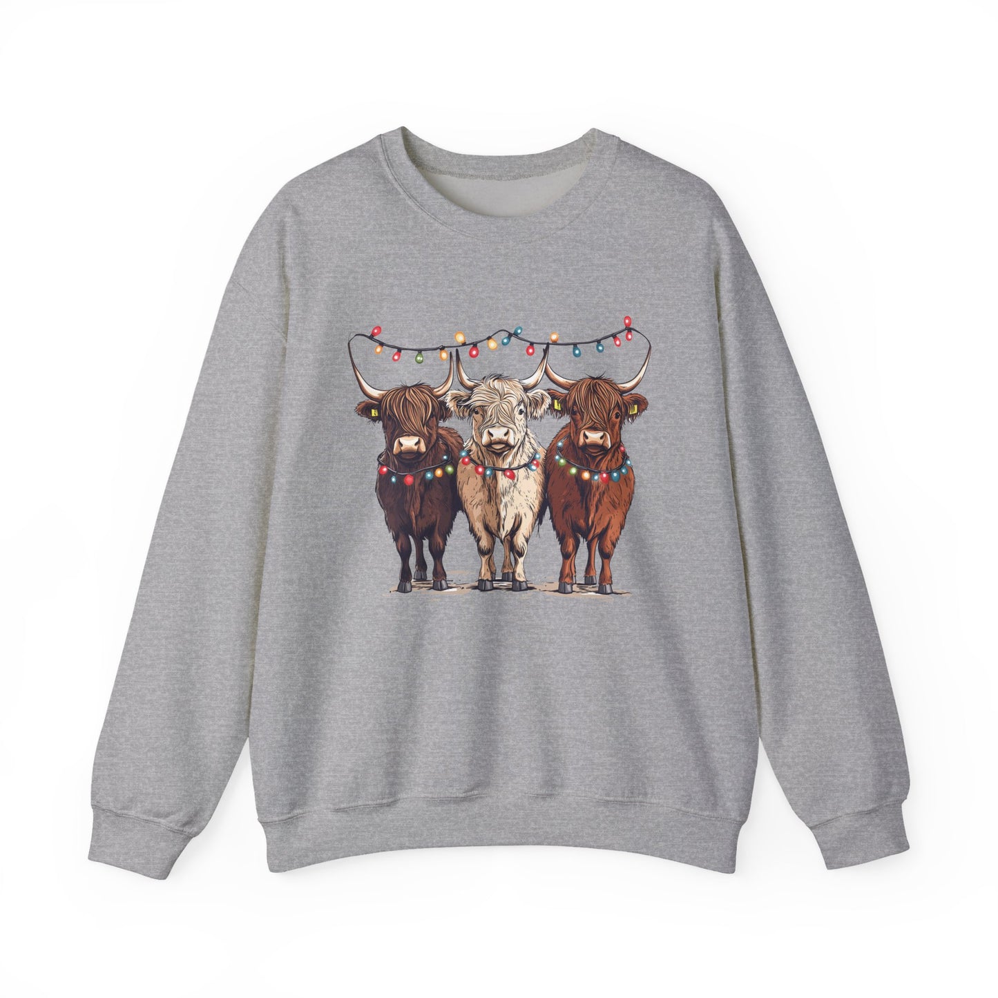 Festive Cow Sweatshirt for Cozy Celebrations, Unisex Crewneck, Holiday Gift, Winter Fashion, Cute Animal Design