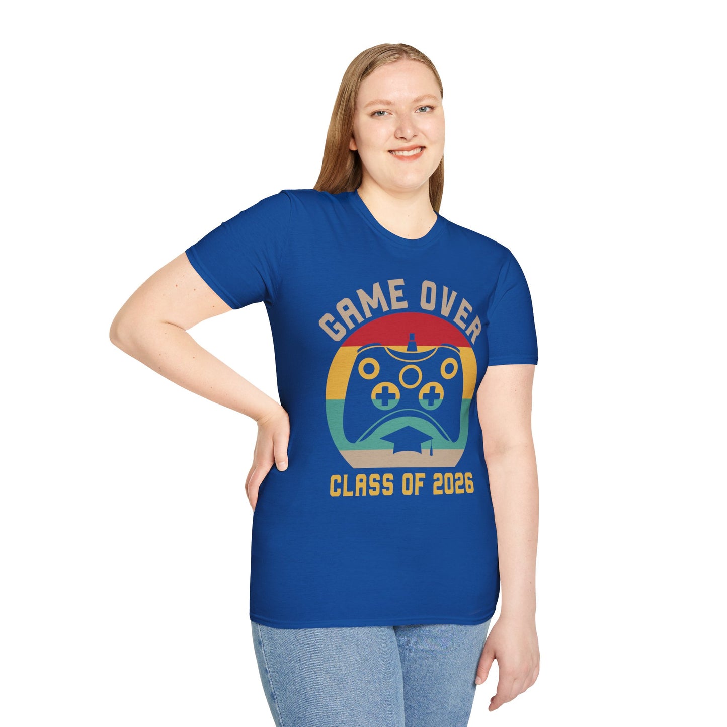 Game Over Class of 2026 Unisex Softstyle T-Shirt | Graduation Gift, Gamer Shirt, Vintage Tee, Fun Class T-Shirt, Unique Apparel