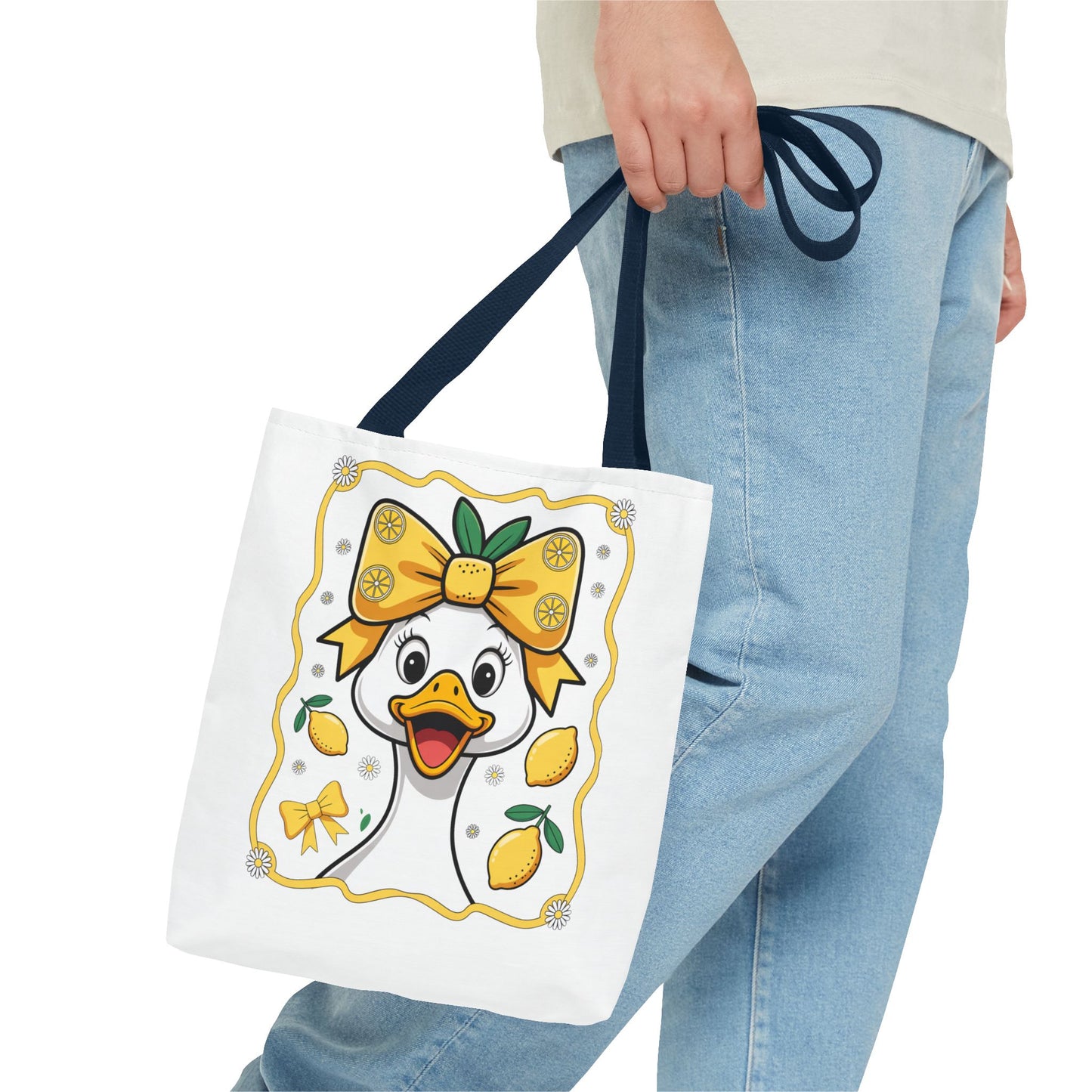 Lemon-Themed Tote Bag, Cute Duck Design Tote, Summer Accessory, Gift for Her, Reusable Shopping Bag, Fun and Functional