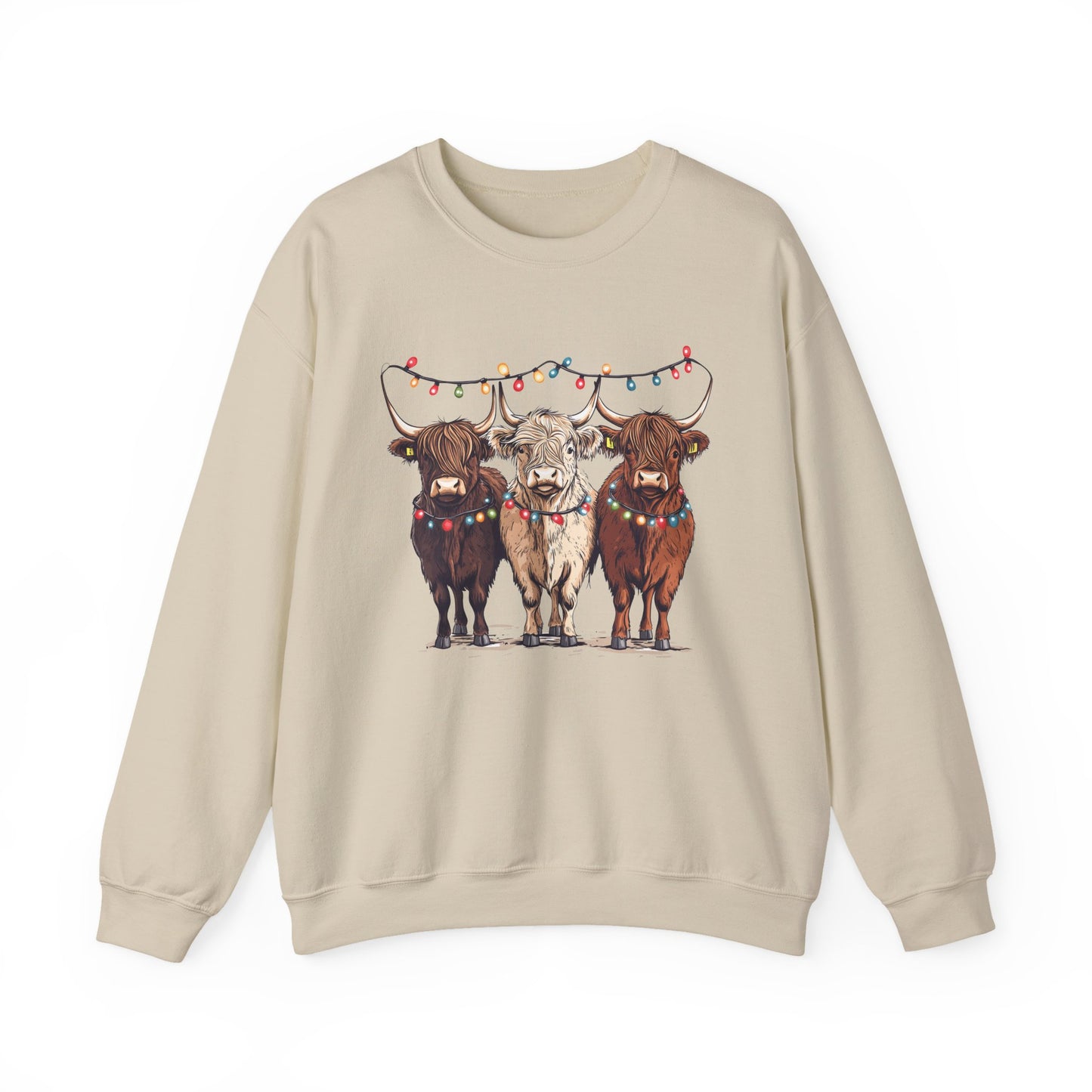 Festive Cow Sweatshirt for Cozy Celebrations, Unisex Crewneck, Holiday Gift, Winter Fashion, Cute Animal Design