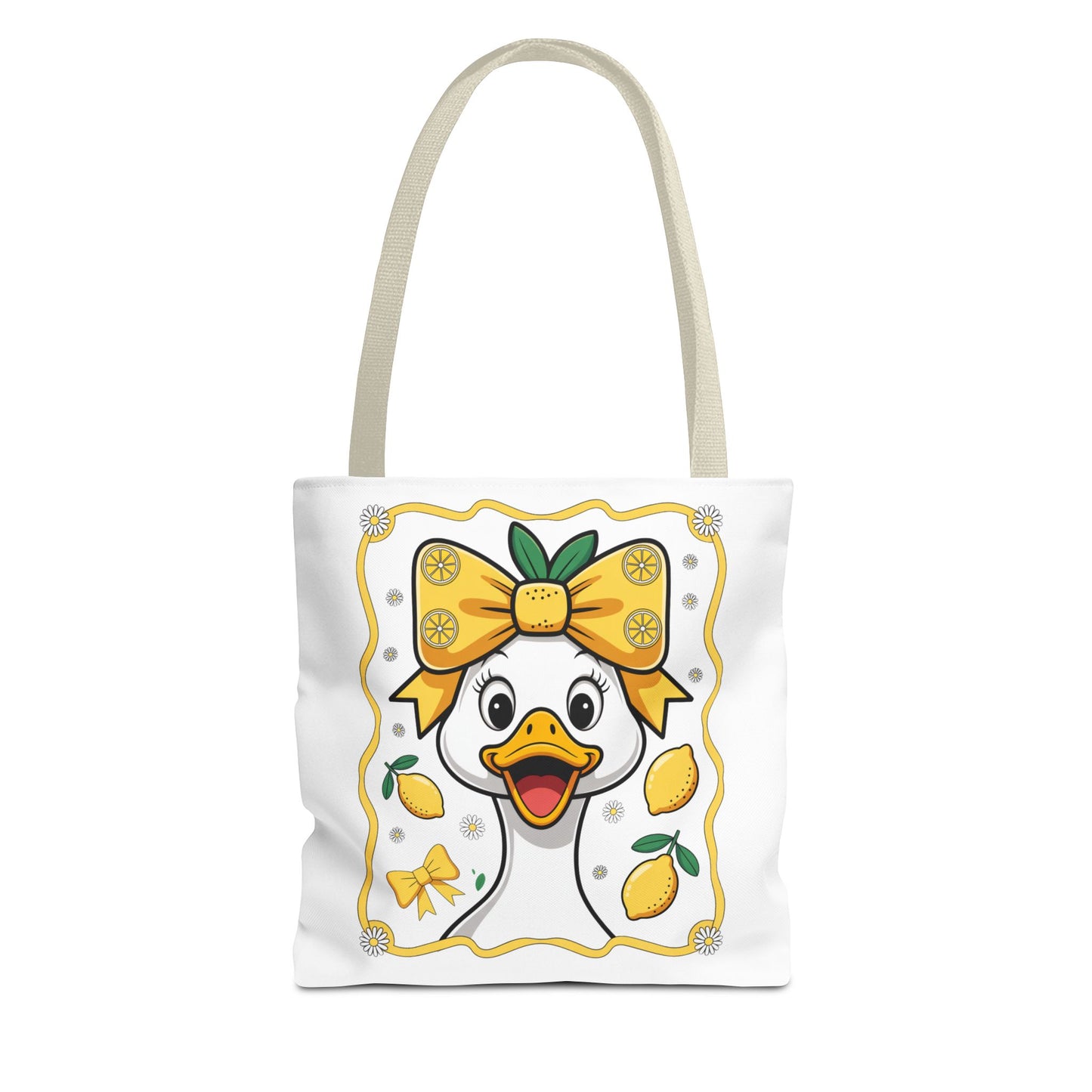 Lemon-Themed Tote Bag, Cute Duck Design Tote, Summer Accessory, Gift for Her, Reusable Shopping Bag, Fun and Functional