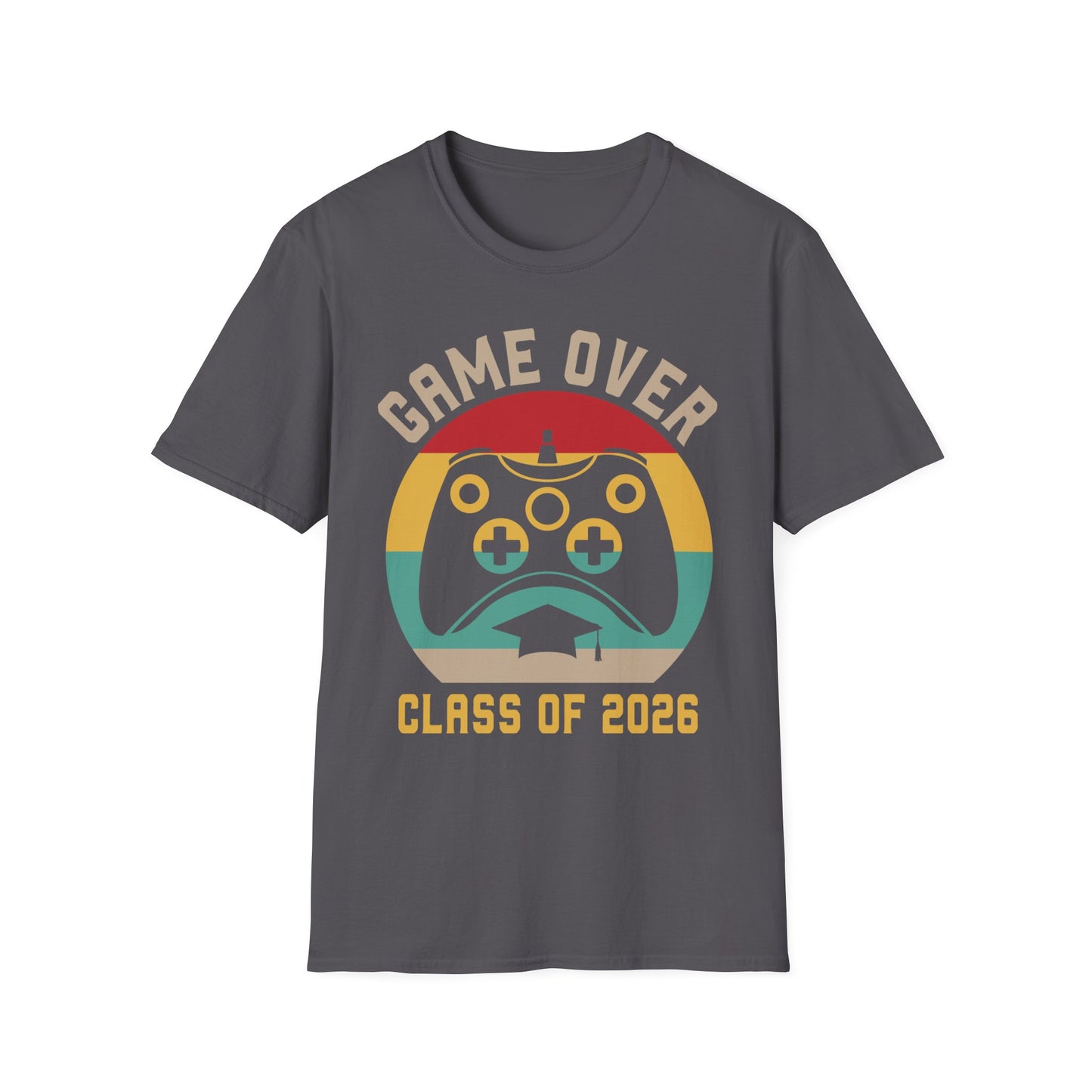Game Over Class of 2026 Unisex Softstyle T-Shirt | Graduation Gift, Gamer Shirt, Vintage Tee, Fun Class T-Shirt, Unique Apparel