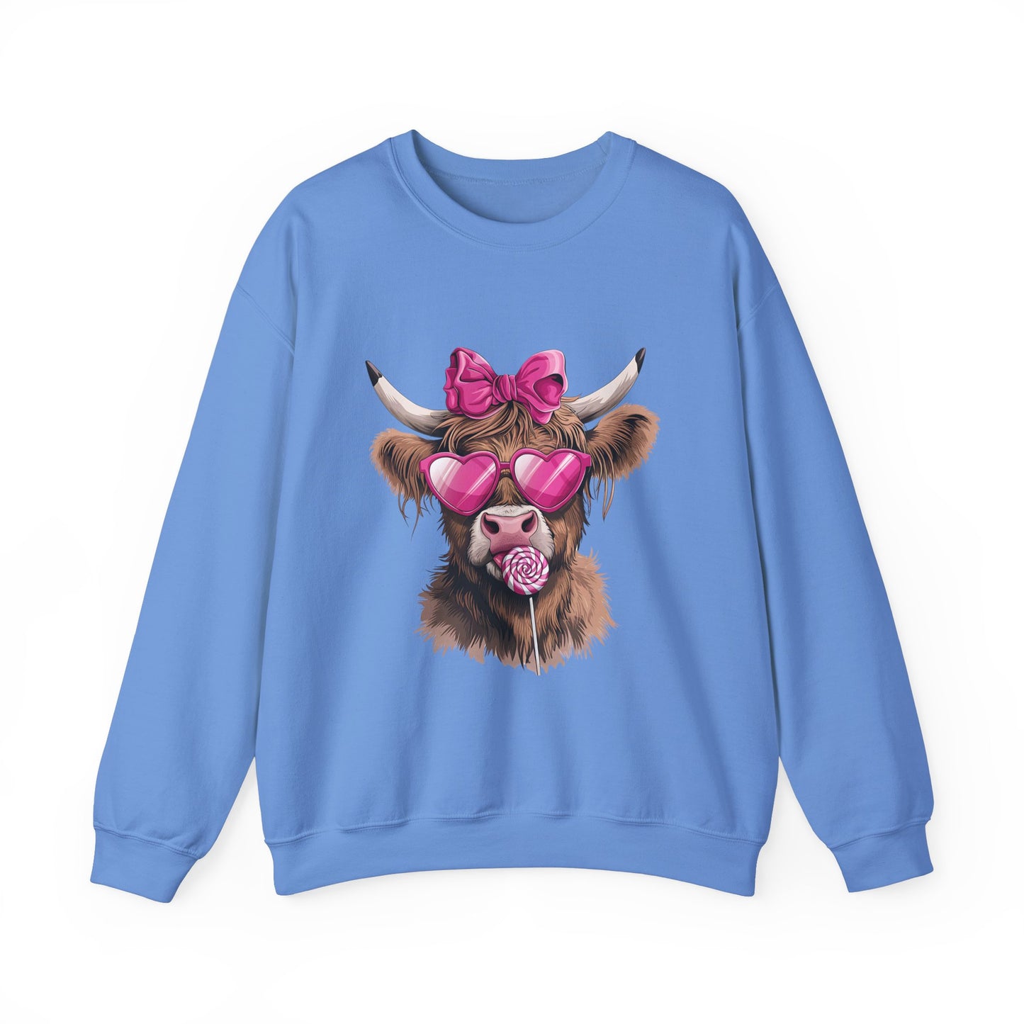 Lollipop Highland Cow with Bow™ Crewneck Sweatshirt