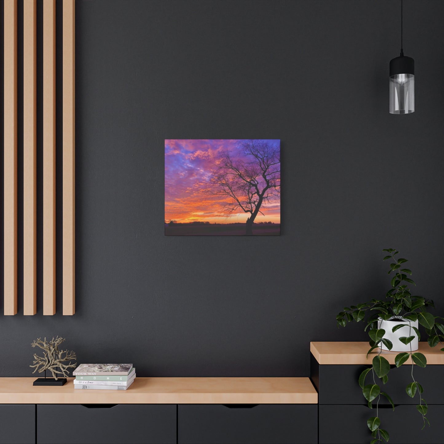 Sunset Landscape Wall Art, Canvas Print, Nature Decor, Purple Sky Home Decor, Gift for Art Lovers