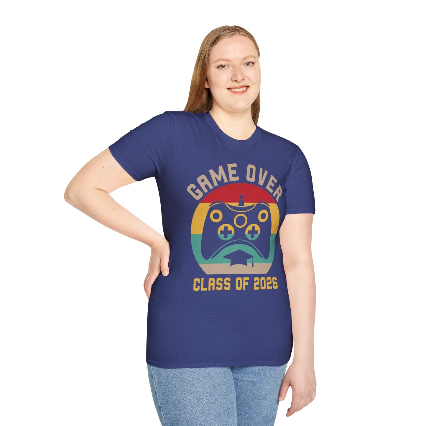 Game Over Class of 2026 Unisex Softstyle T-Shirt | Graduation Gift, Gamer Shirt, Vintage Tee, Fun Class T-Shirt, Unique Apparel