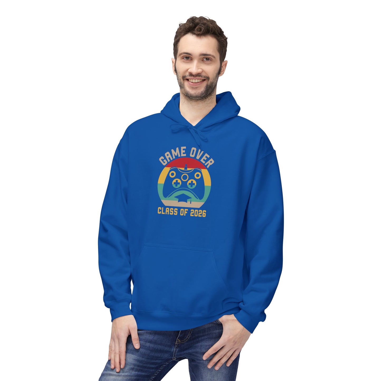 Game Over Class of 2026 Hoodie - Unisex Softstyle Fleece | Graduation Gift, Gamer Apparel, Cozy Sweatshirt, Casual Wear