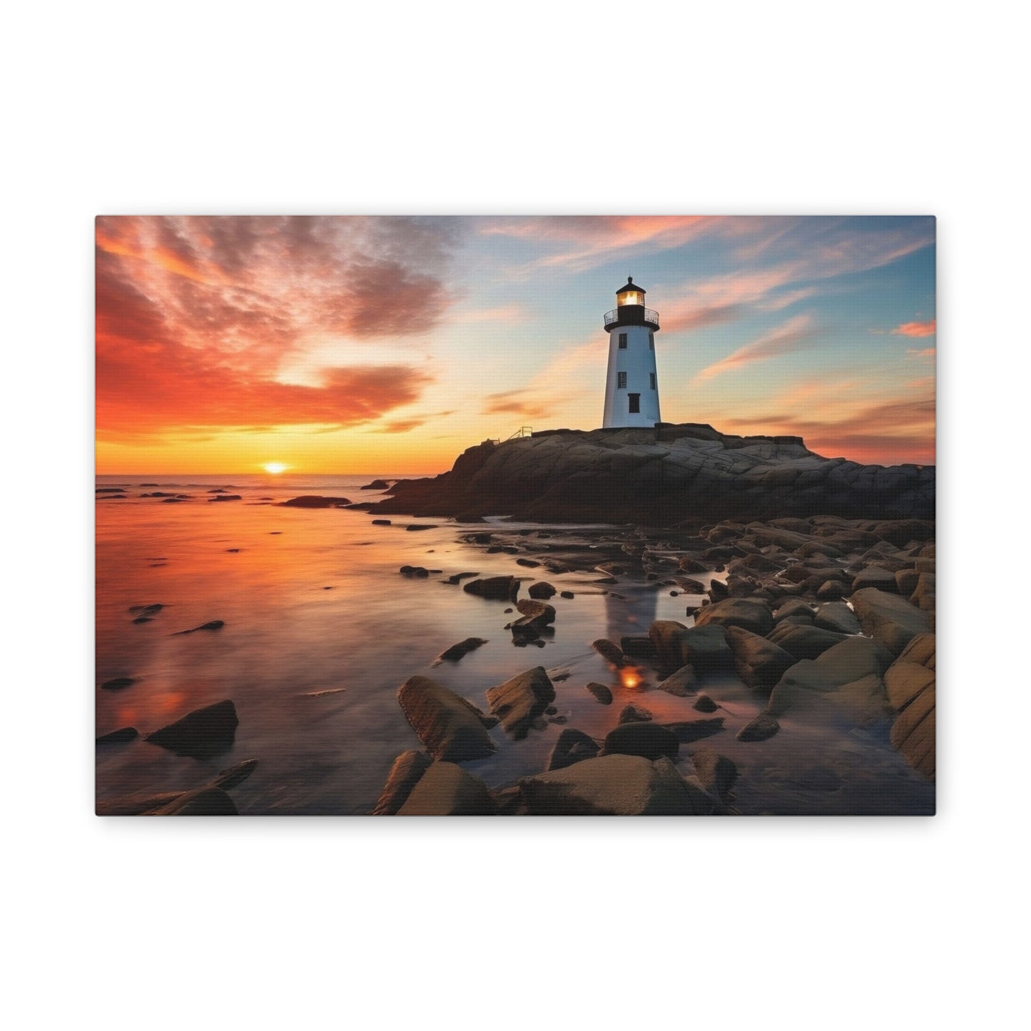 Sunset Lighthouse Canvas Art Print, Coastal Decor, Wall Art for Beach Lovers, Home Decoration, Gift for Nature Enthusiasts