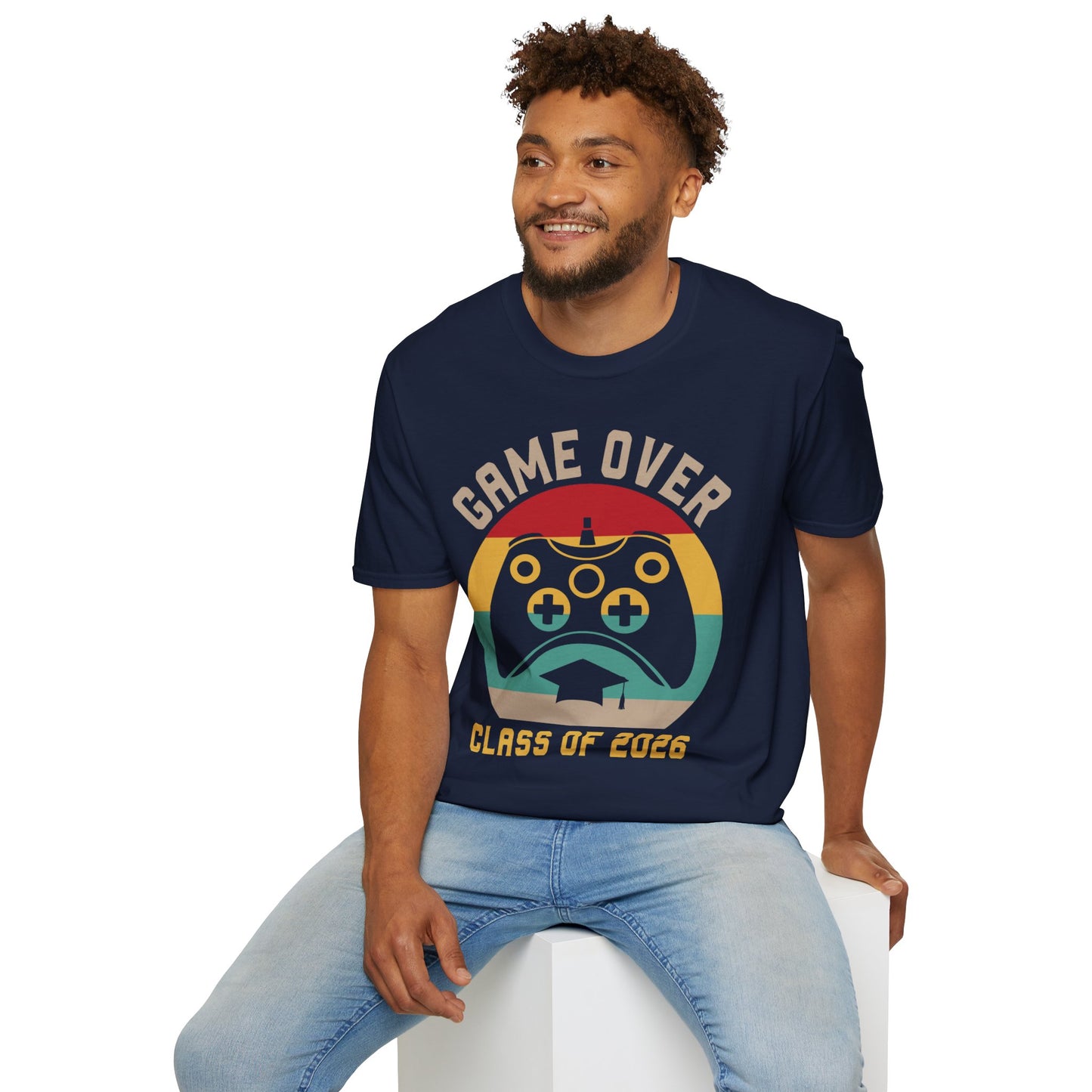 Game Over Class of 2026 Unisex Softstyle T-Shirt | Graduation Gift, Gamer Shirt, Vintage Tee, Fun Class T-Shirt, Unique Apparel