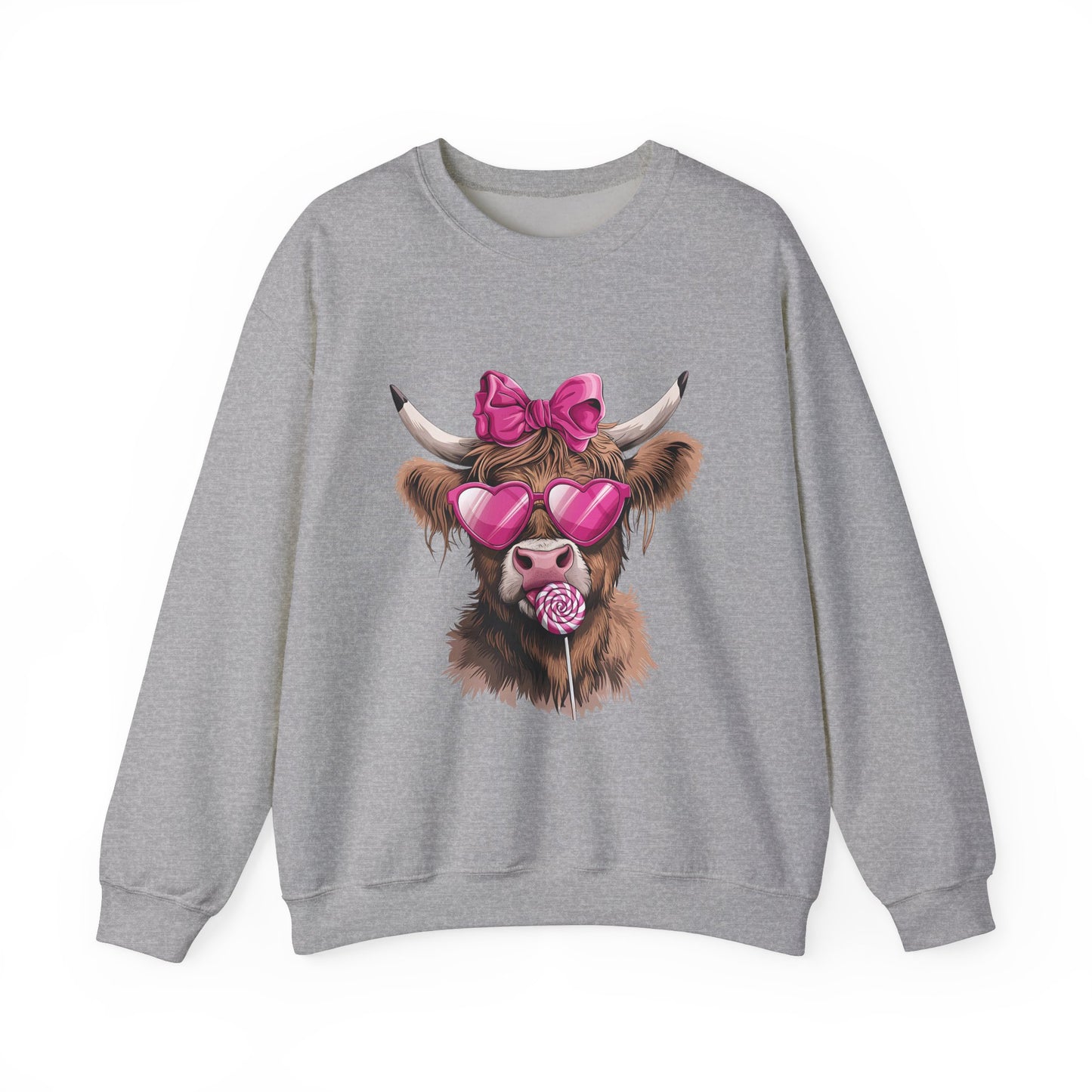 Lollipop Highland Cow with Bow™ Crewneck Sweatshirt