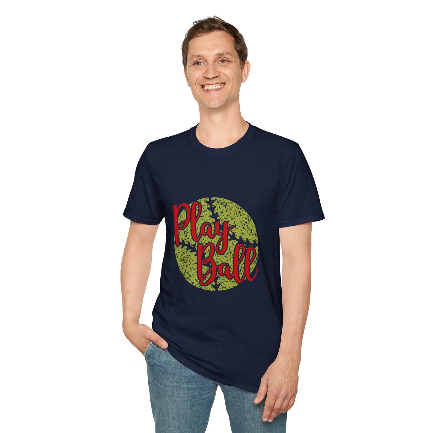 Play Ball Unisex Softstyle T-Shirt, Sporty Tee, Gift for Baseball Fans, Casual Wear, Team Spirit Apparel, Summer Outfit