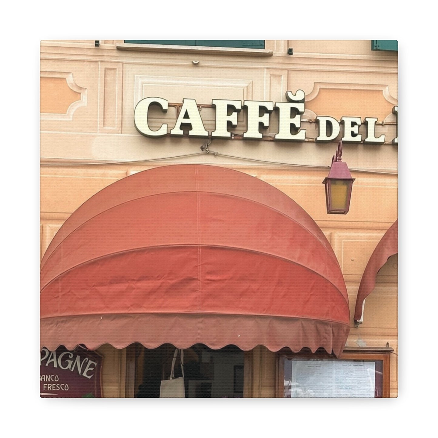 Caffe Front Matte Canvas Wall Art, Chic Home Decor, Café Vibes, Event Wall Display, Gift for Coffee Lovers, Interior Design Accent