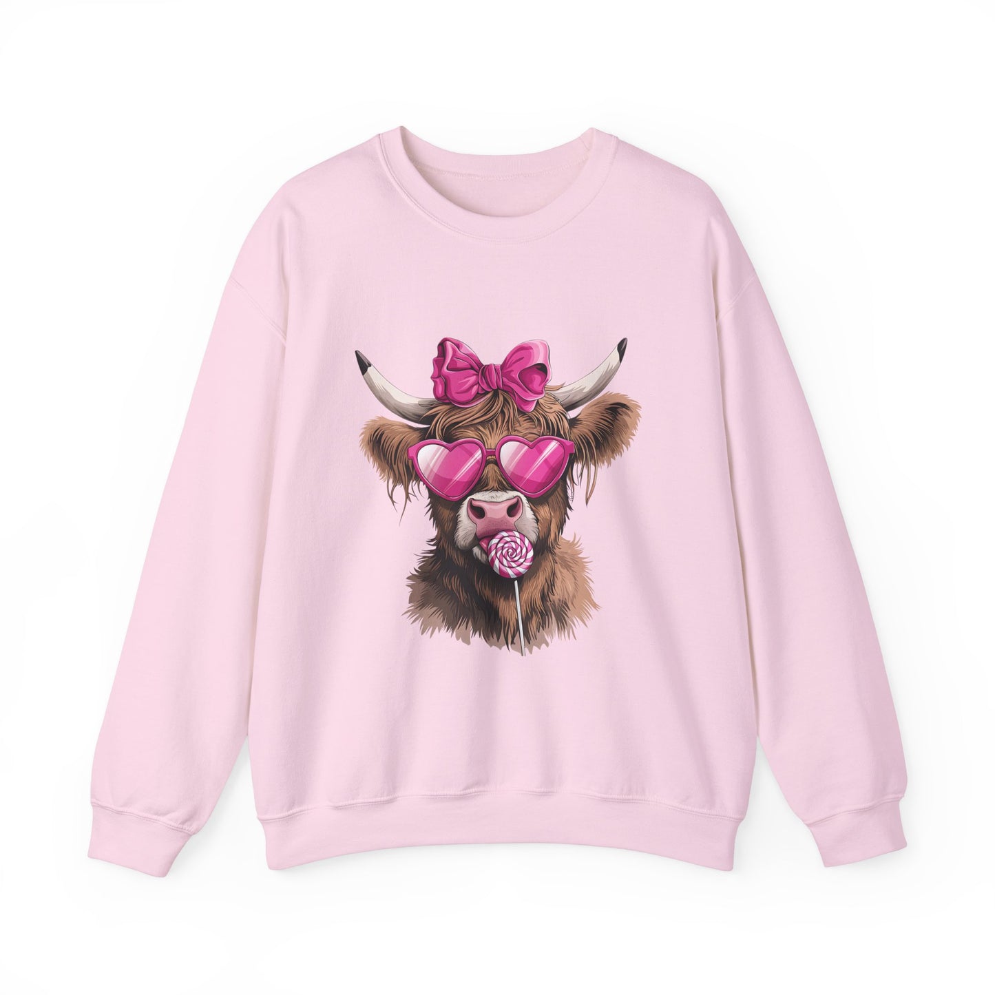 Lollipop Highland Cow with Bow™ Crewneck Sweatshirt
