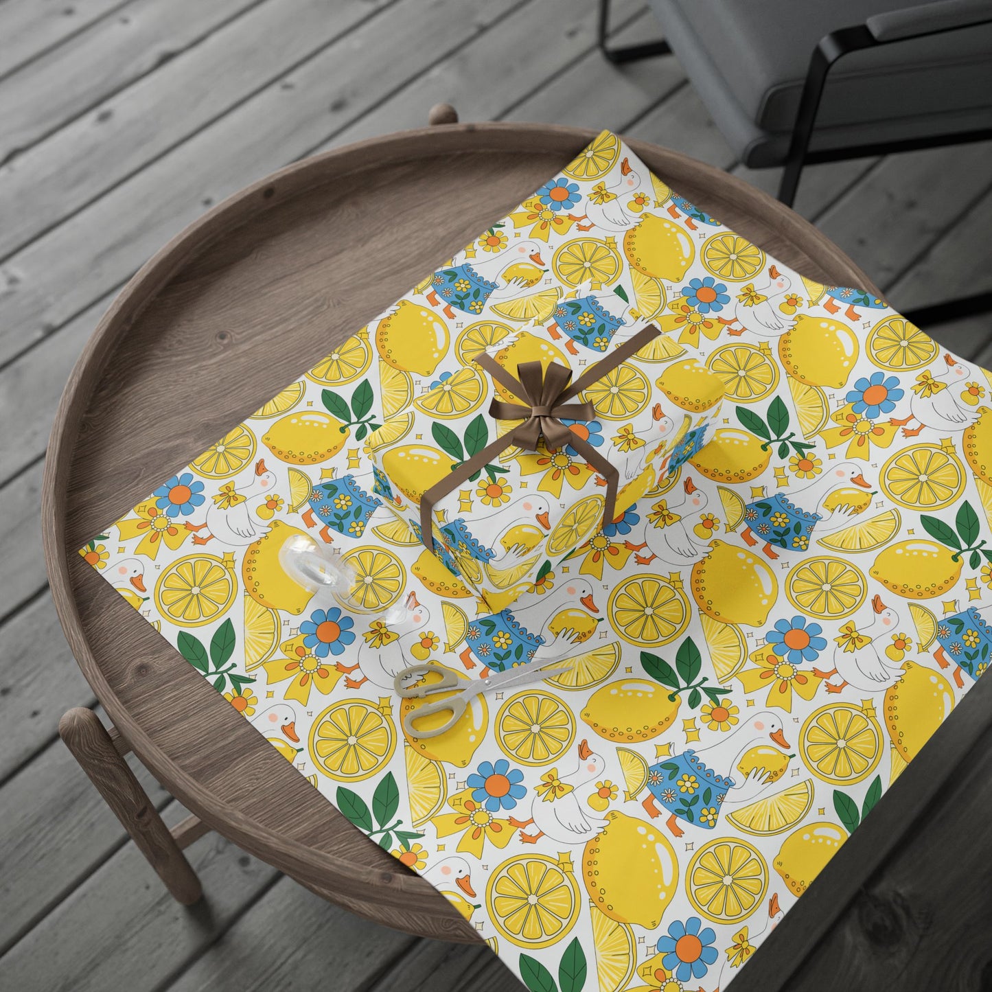 Vibrant Lemon Wrapping Paper, Gift Wrap for Birthdays, Parties, Baby Showers, DIY Crafts, Summer Celebrations, Floral Design