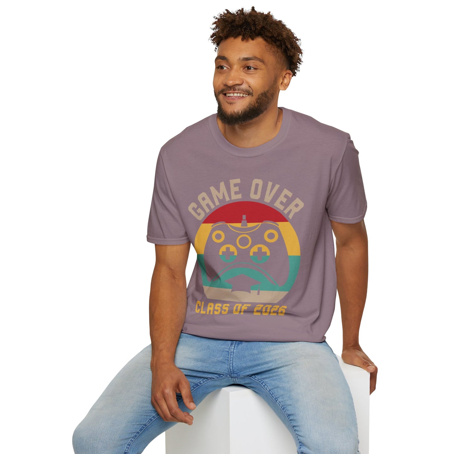 Game Over Class of 2026 Unisex Softstyle T-Shirt | Graduation Gift, Gamer Shirt, Vintage Tee, Fun Class T-Shirt, Unique Apparel