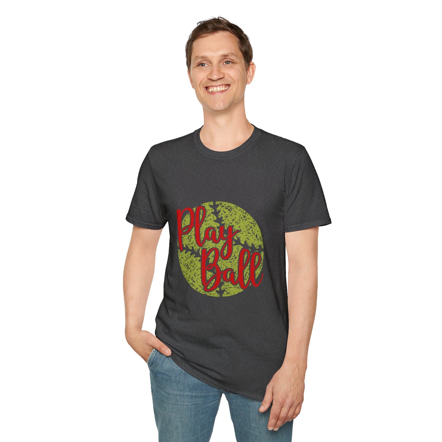 Play Ball Unisex Softstyle T-Shirt, Sporty Tee, Gift for Baseball Fans, Casual Wear, Team Spirit Apparel, Summer Outfit