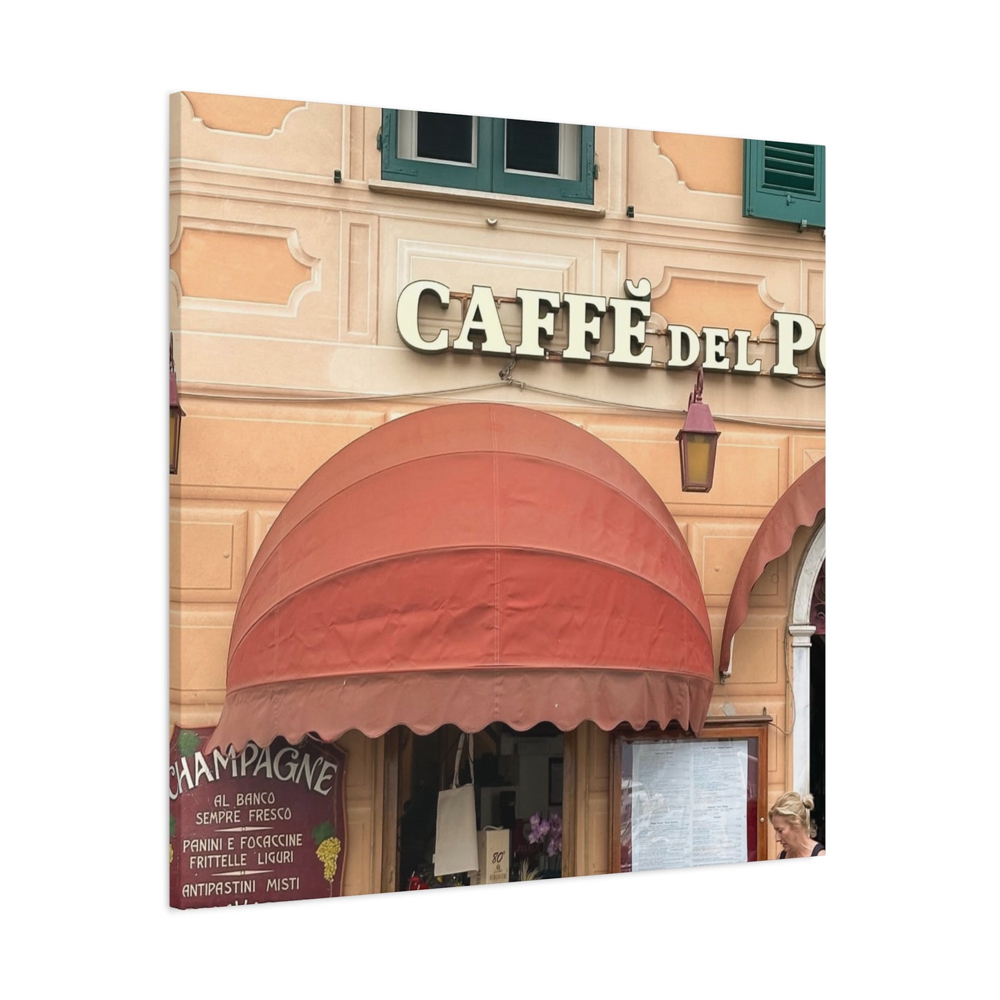 Caffe Front Matte Canvas Wall Art, Chic Home Decor, Café Vibes, Event Wall Display, Gift for Coffee Lovers, Interior Design Accent