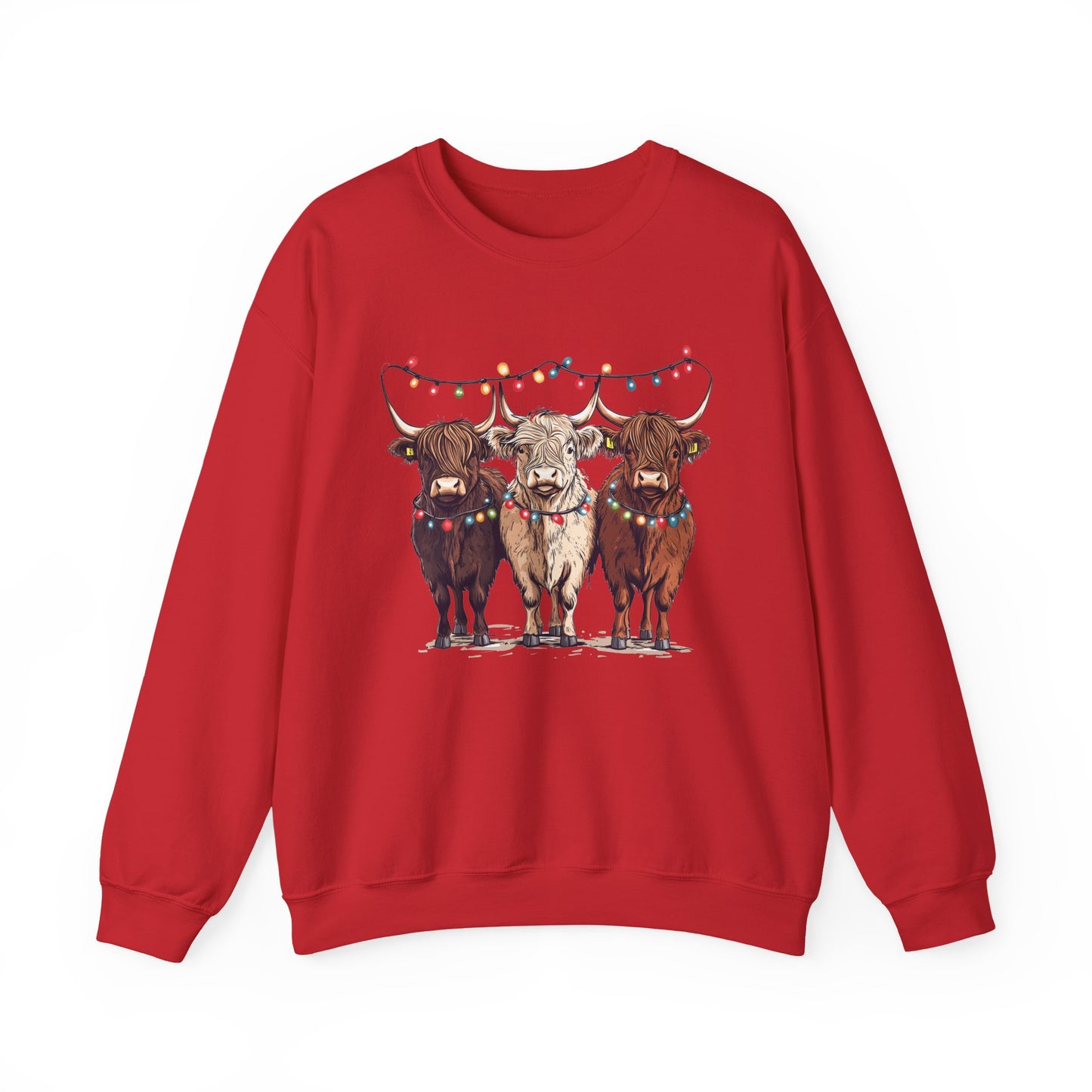 Festive Cow Sweatshirt for Cozy Celebrations, Unisex Crewneck, Holiday Gift, Winter Fashion, Cute Animal Design