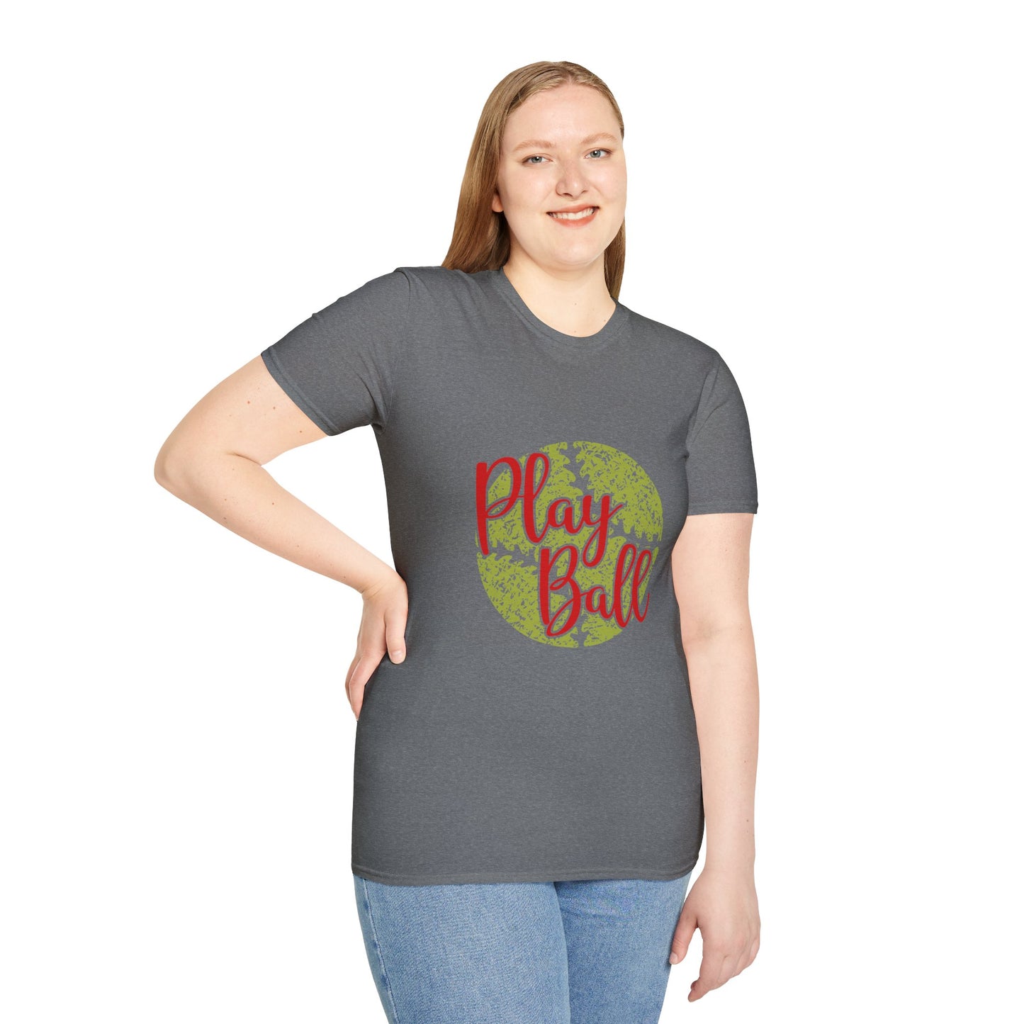 Play Ball Unisex Softstyle T-Shirt, Sporty Tee, Gift for Baseball Fans, Casual Wear, Team Spirit Apparel, Summer Outfit