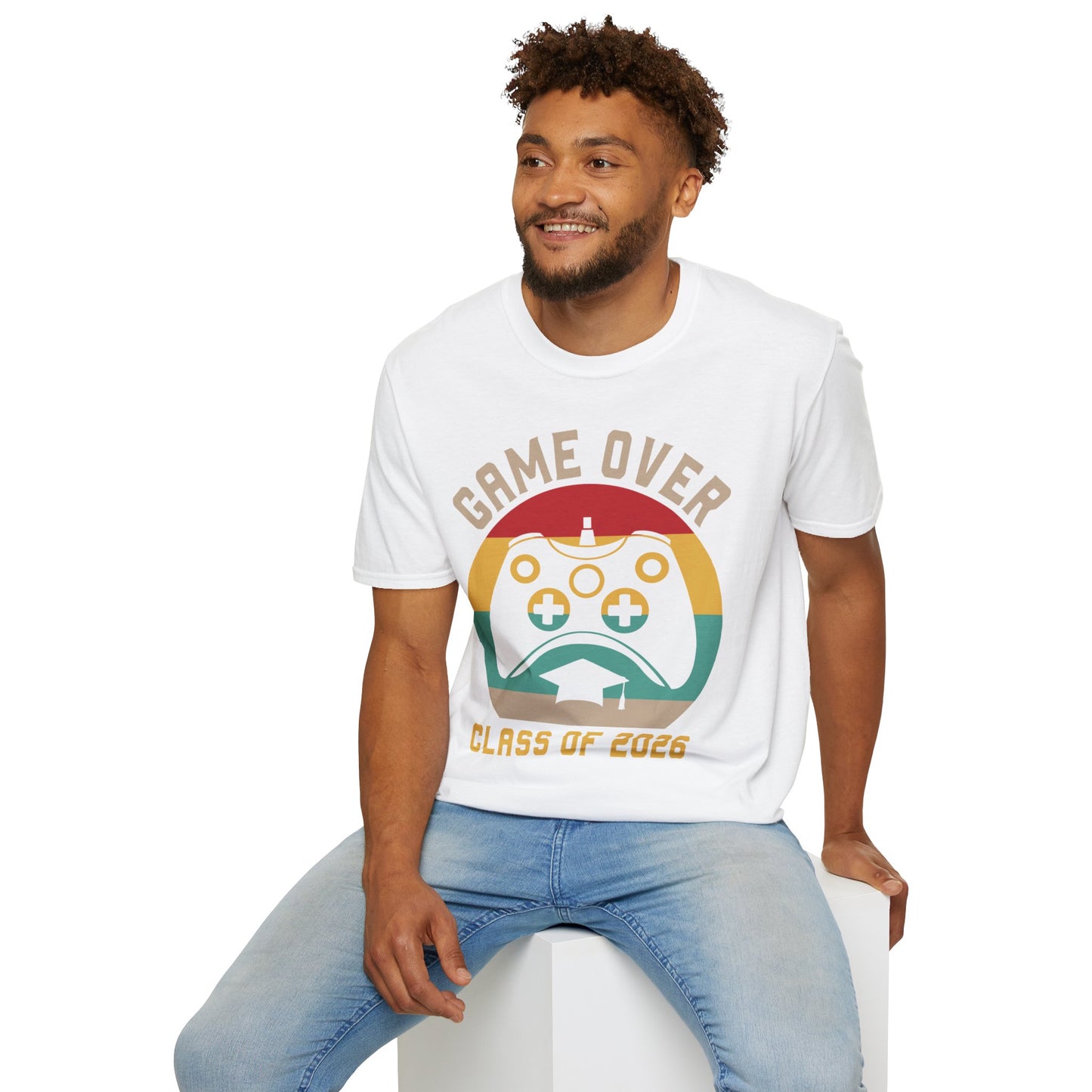 Game Over Class of 2026 Unisex Softstyle T-Shirt | Graduation Gift, Gamer Shirt, Vintage Tee, Fun Class T-Shirt, Unique Apparel