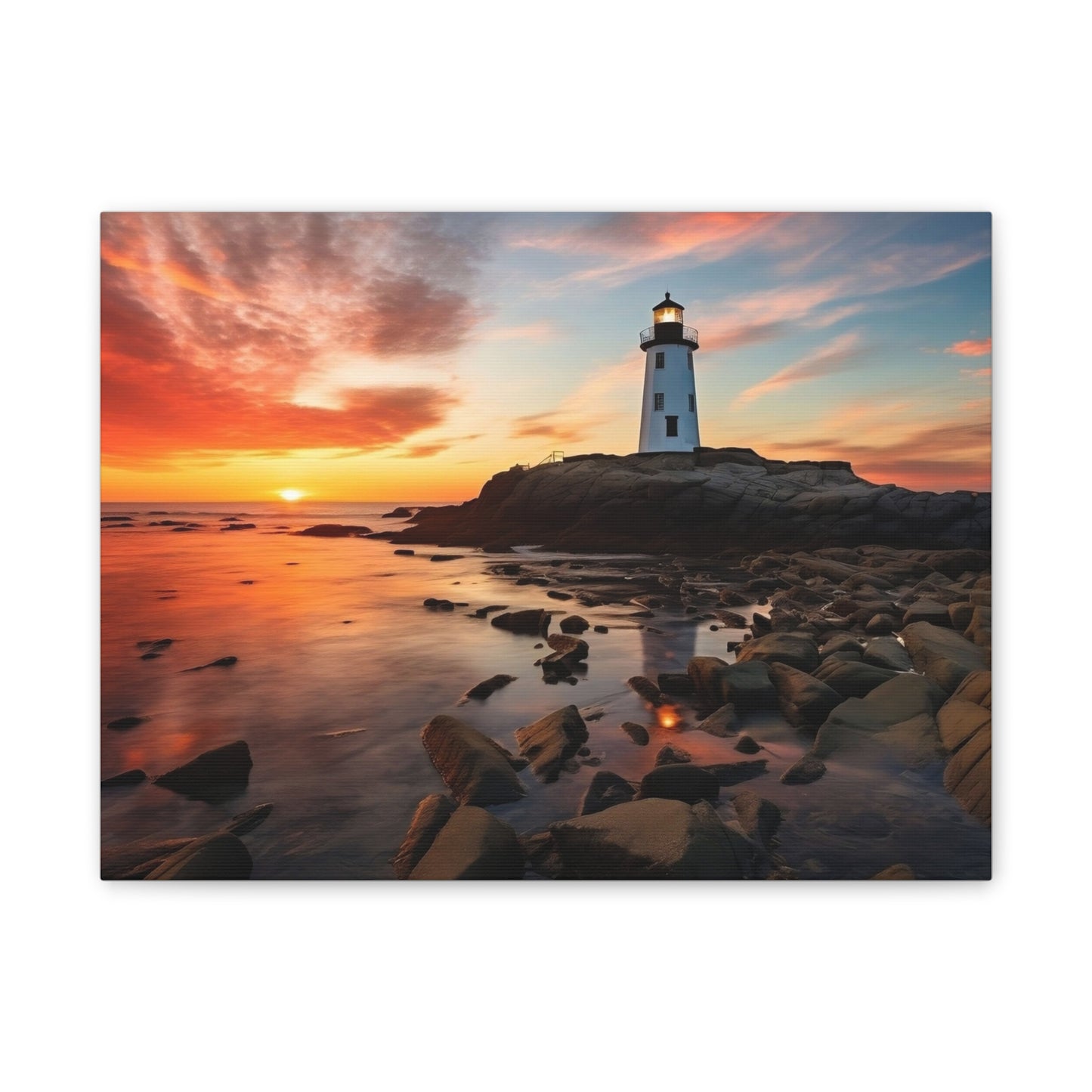 Sunset Lighthouse Canvas Art Print, Coastal Decor, Wall Art for Beach Lovers, Home Decoration, Gift for Nature Enthusiasts