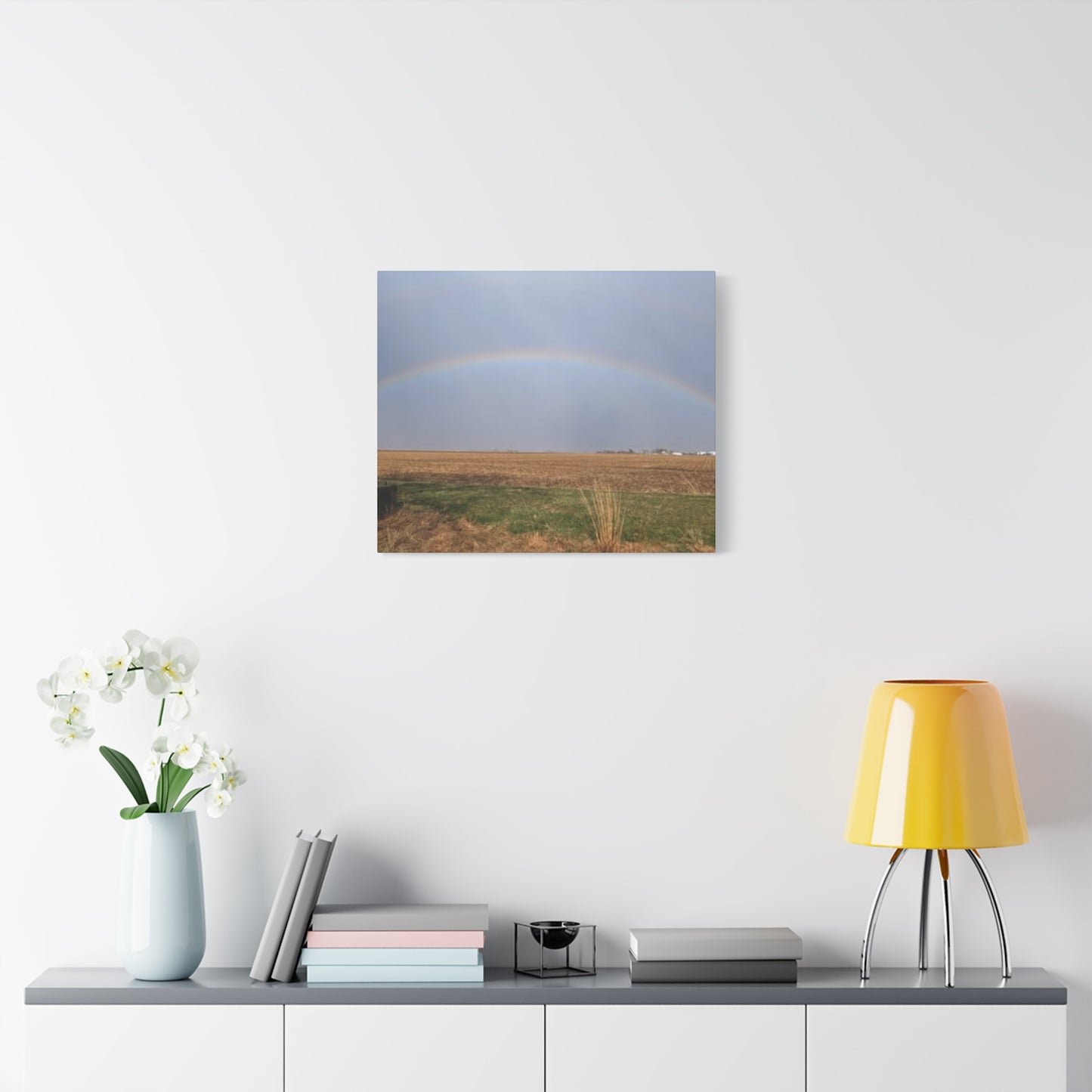 Rainbow Landscape Canvas Print, Inspirational Home Decor, Gift for Nature Lovers, Modern Wall Art, Farmhouse Style, Rainbow Art